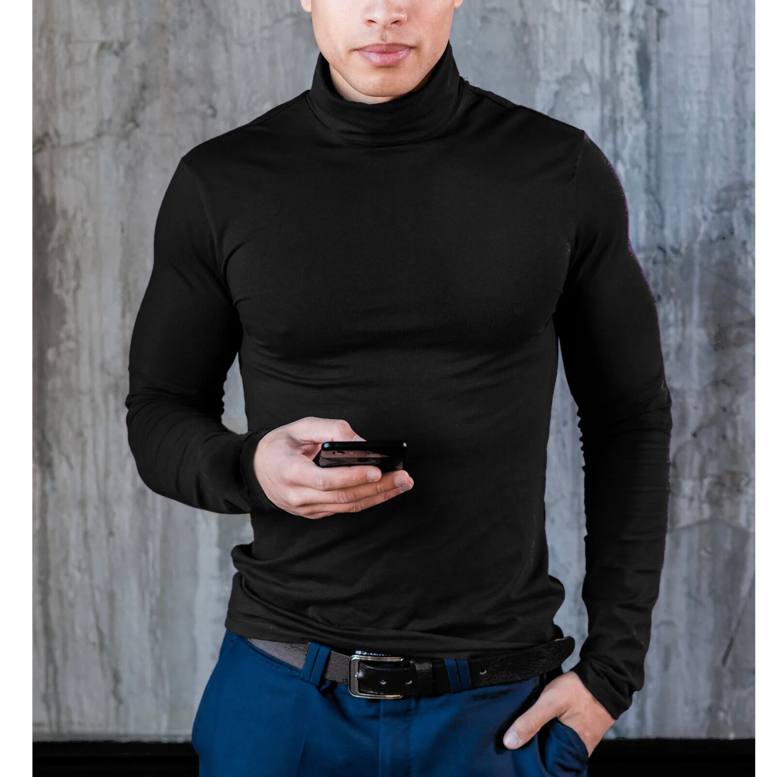 6 MAGLIE TERMICHE UOMO MICROFIBRA maniche lunghe elasticizzate NERE palestra - immagine 7