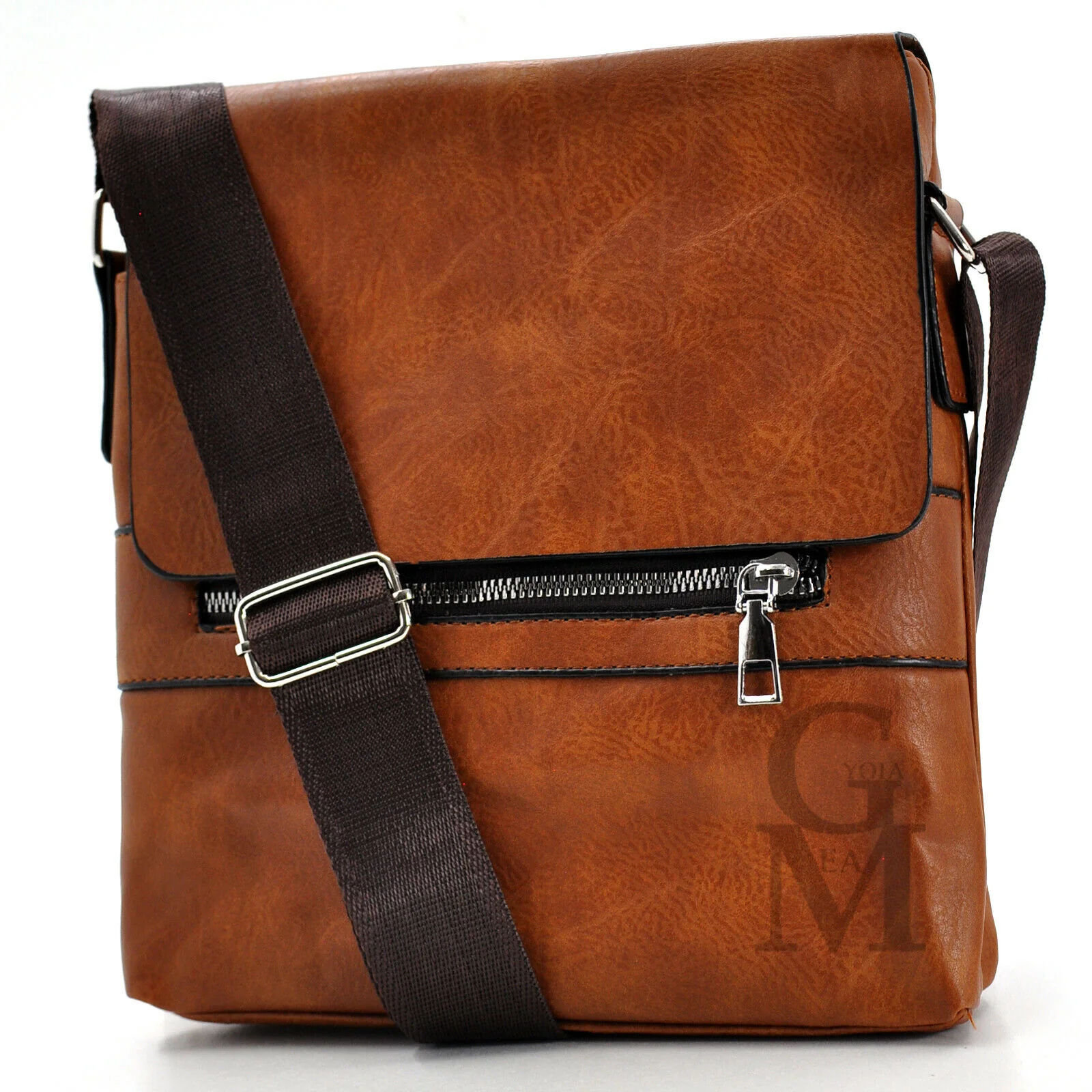 Gyoiamea borsello nuovo uomo elegante pelle tracolla spalla marrone grande ipad - immagine 3