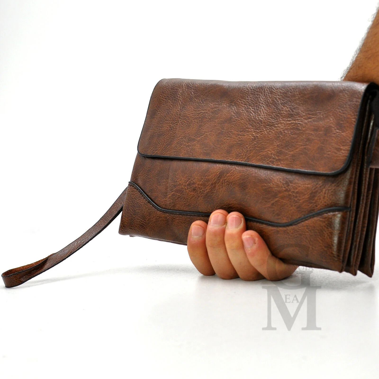 Pochette originale GM MODA pelle marrone uomo borsa mano pelle nero sport uomo - immagine 5