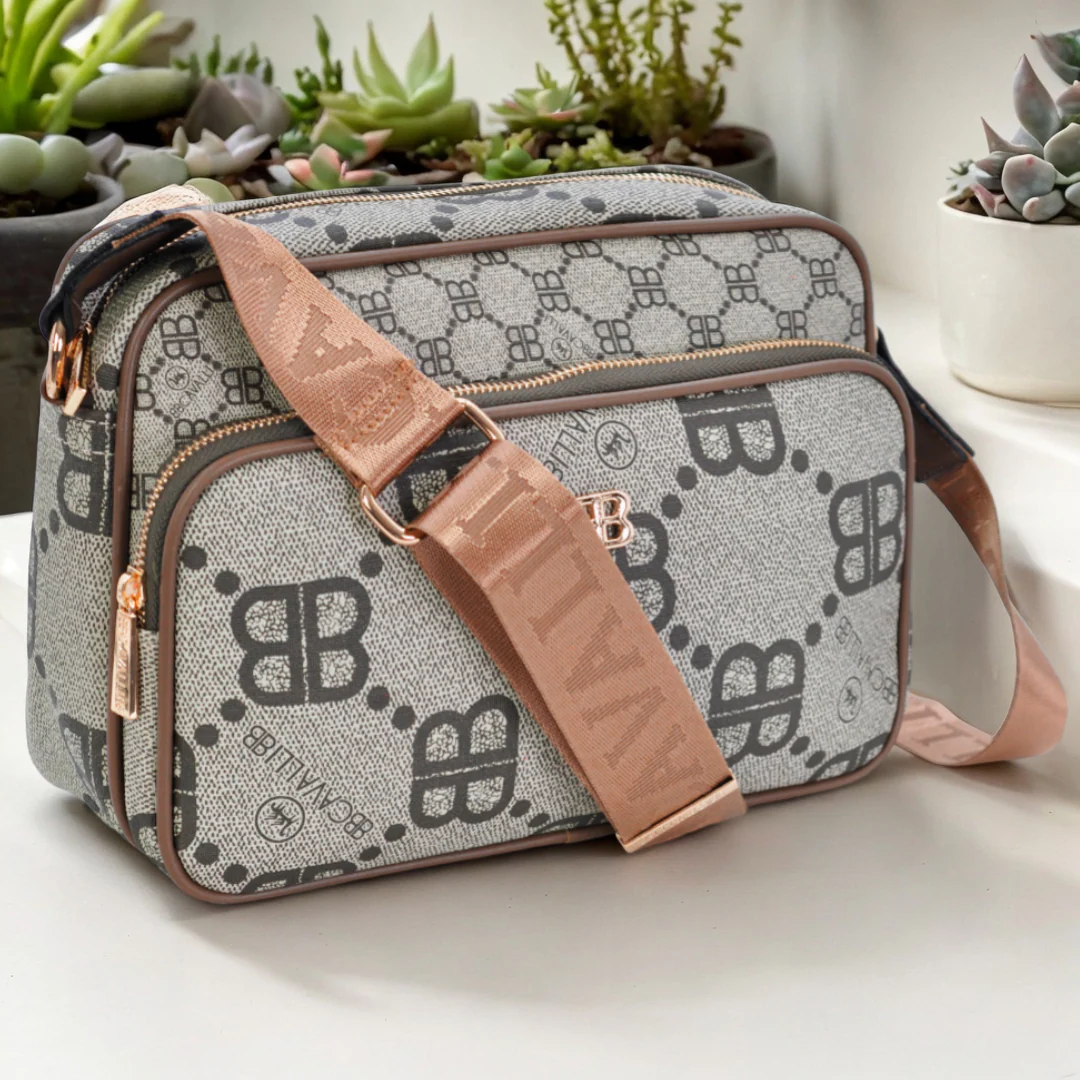 Borsa firmata Briciole borsetta beige donna logo zip tracolla fantasia piccola - immagine 2