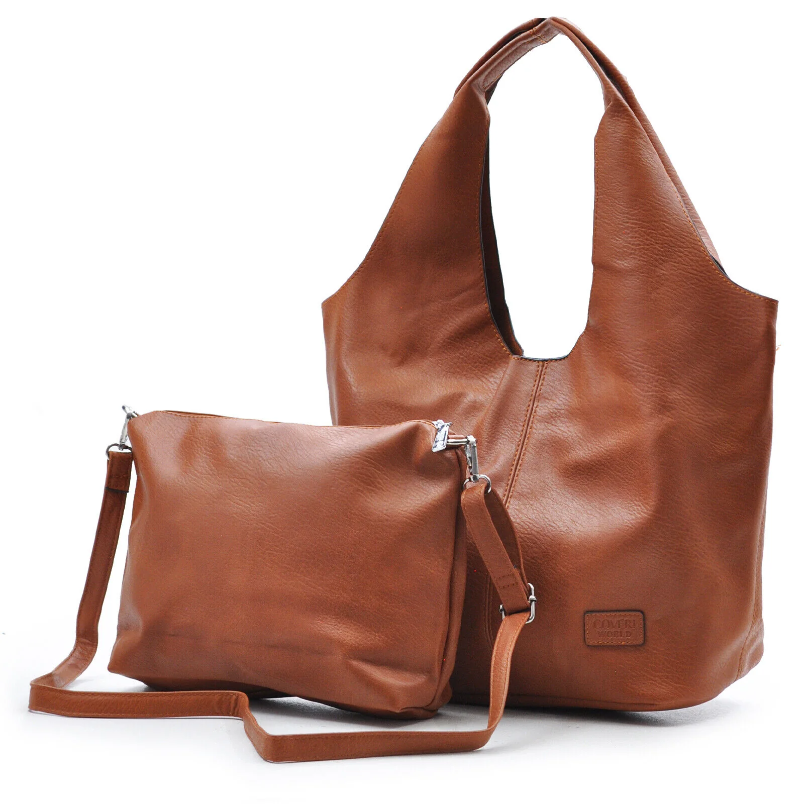 Borsa + borsetta nuova COVERI donna pelle capiente sacco grande spalla cerniera - immagine 8