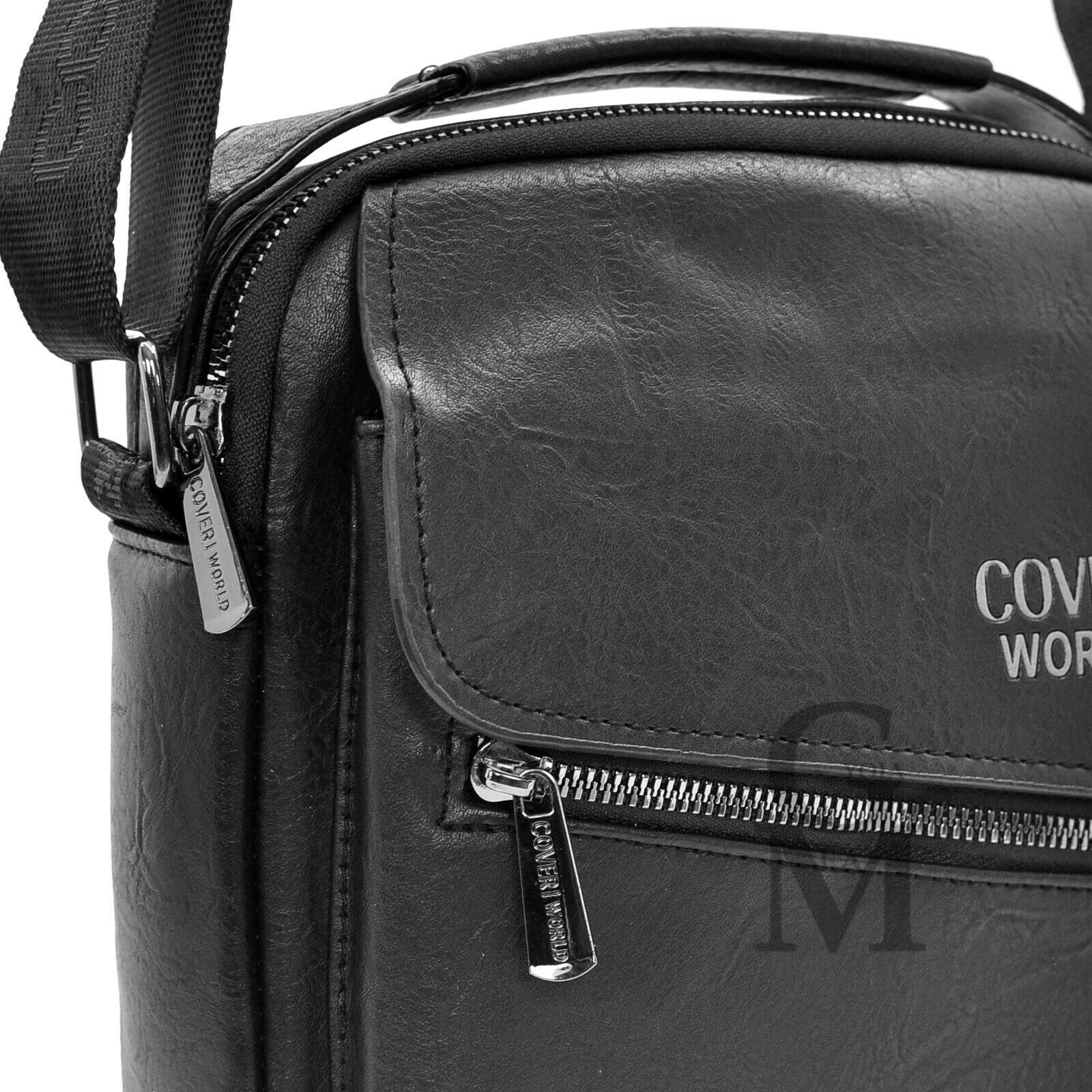 Borsello nero pelle firmato originale COVERI tracolla cerniera trasversale moda - immagine 8