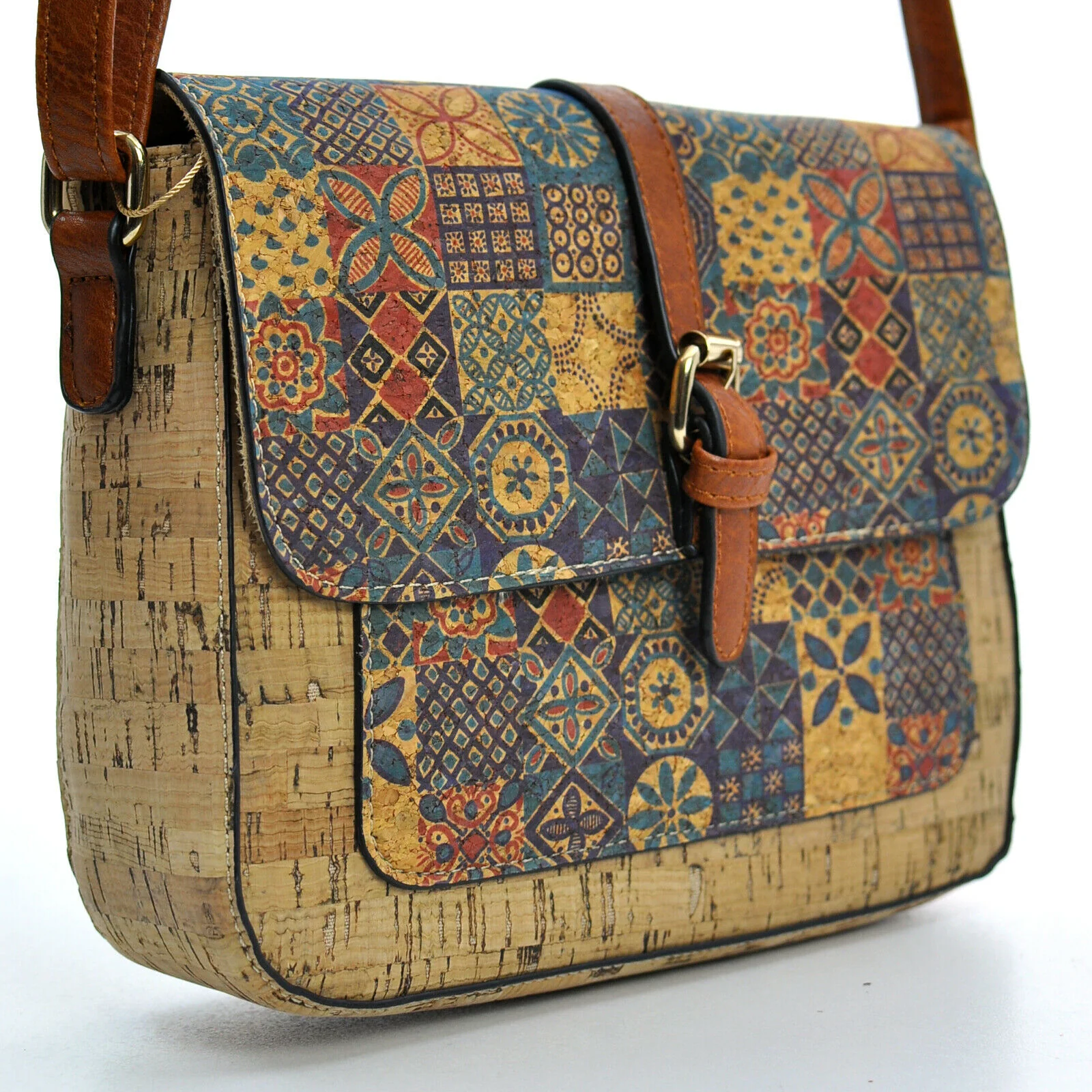 Gyoiamea borsa borsetta piccola sughero fantasia postina tracolla vintage fiori - immagine 4