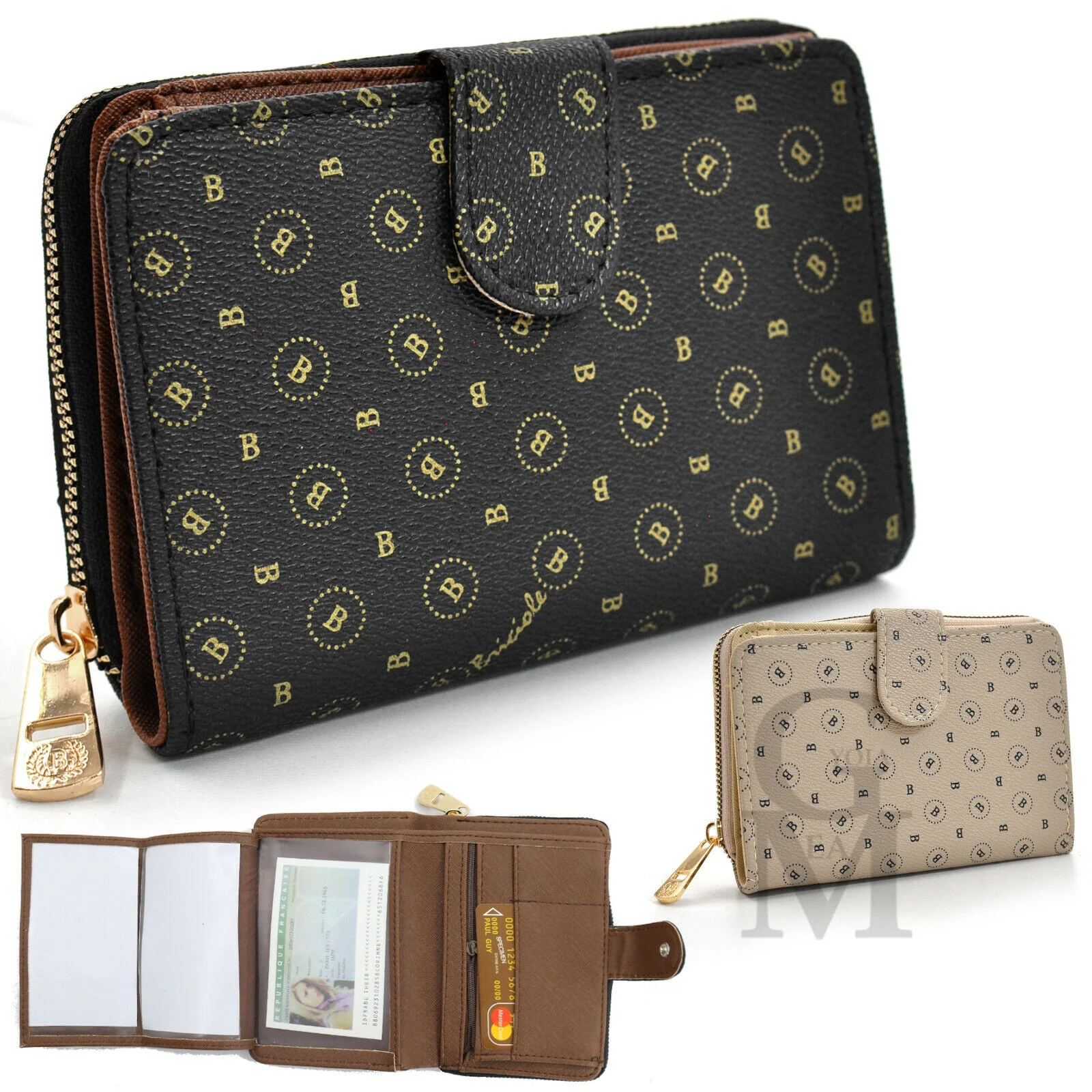 Portafoglio B. firenze Donna elegante Grande Pelle Zip Portamonete carte credito - immagine 2