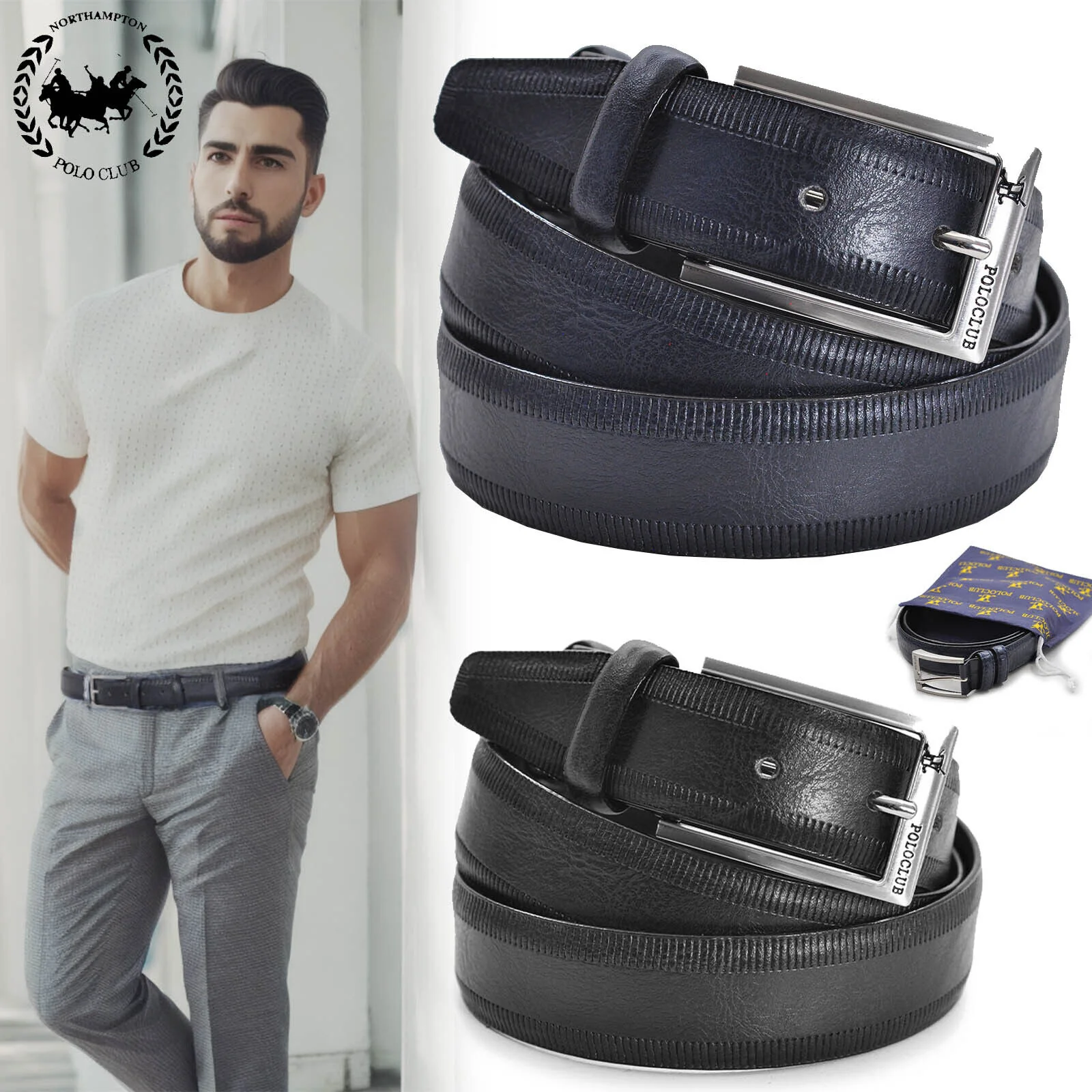 Cintura uomo firmata ARMATA DI MARE Cinta 3,8cm + busta regalo Casual ricamata - immagine 2