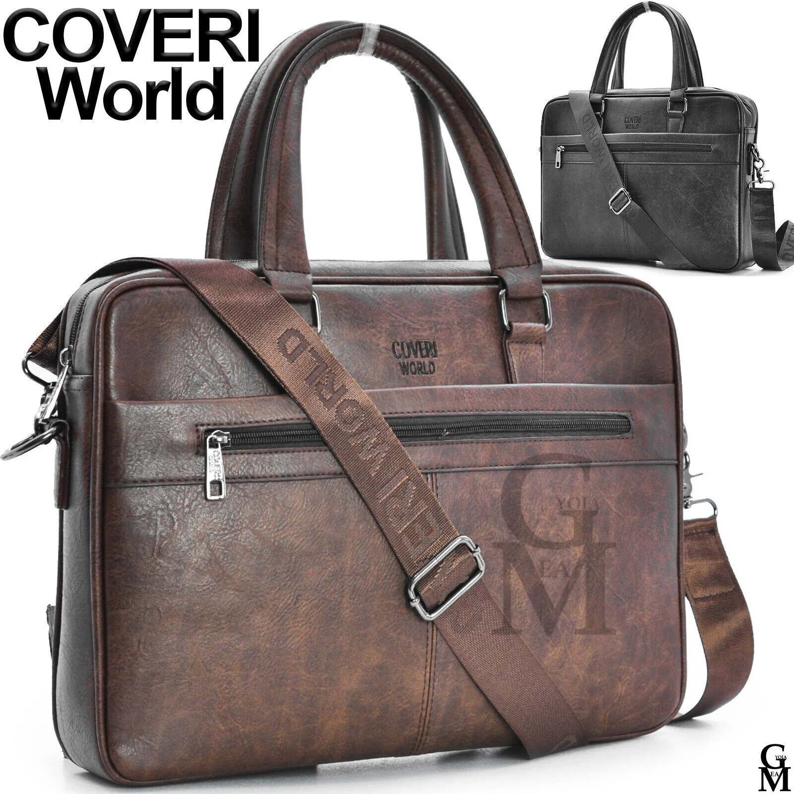 Borsa da Uomo COVERI Tracolla in Pelle Ventiquattrore Portadocumenti 24 ore Nera - immagine 2