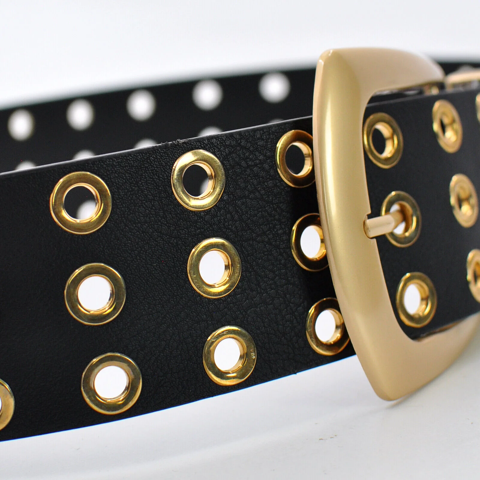 CINTURA NERA donna cinturone borchie oro bronzo bustino stringivita dark belt - immagine 4