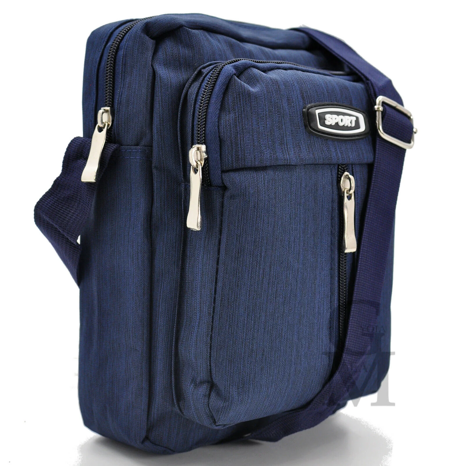Borsello tela nylon nero nuovo blu uomo grande tracolla moda tessuto lavoro - immagine 4