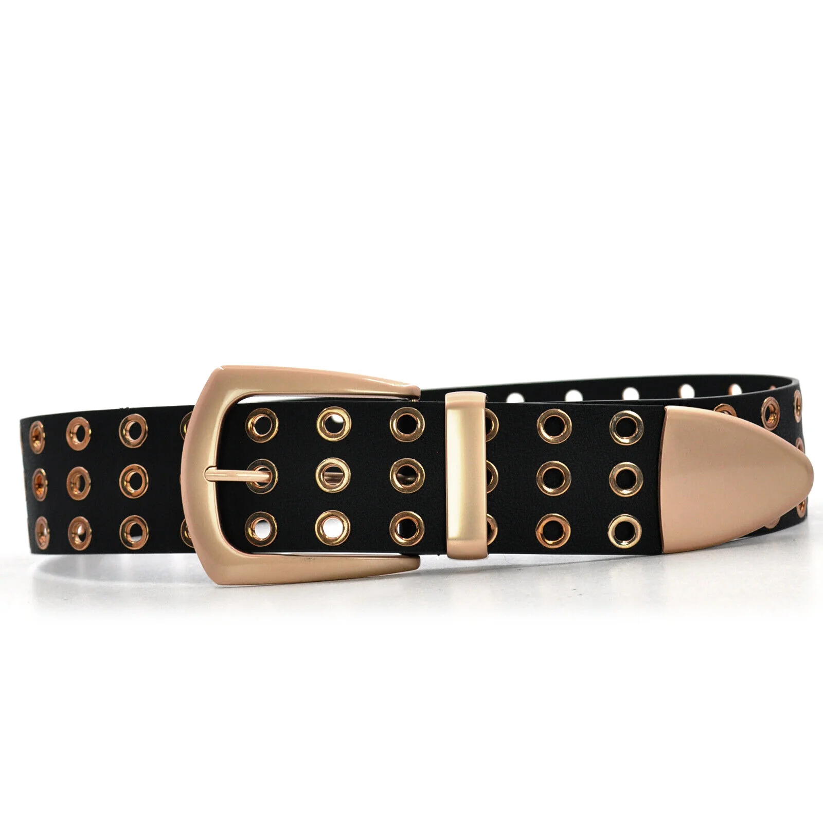 CINTURA NERA donna cinturone borchie oro bronzo bustino stringivita dark belt - immagine 8