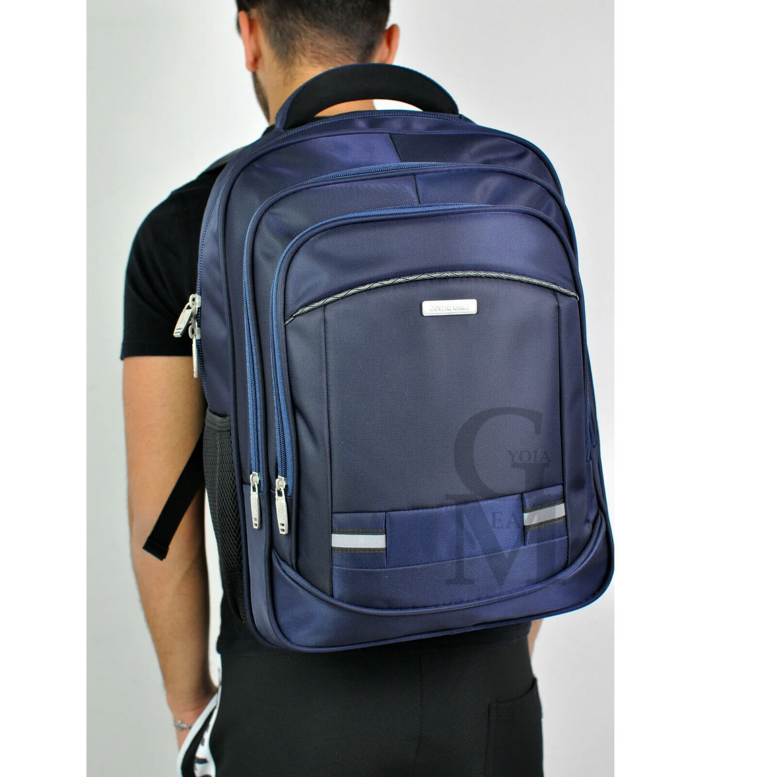 Zaino nylon uomo impermeabile grande lavoro porta pc viaggio multitasche comodo - immagine 5