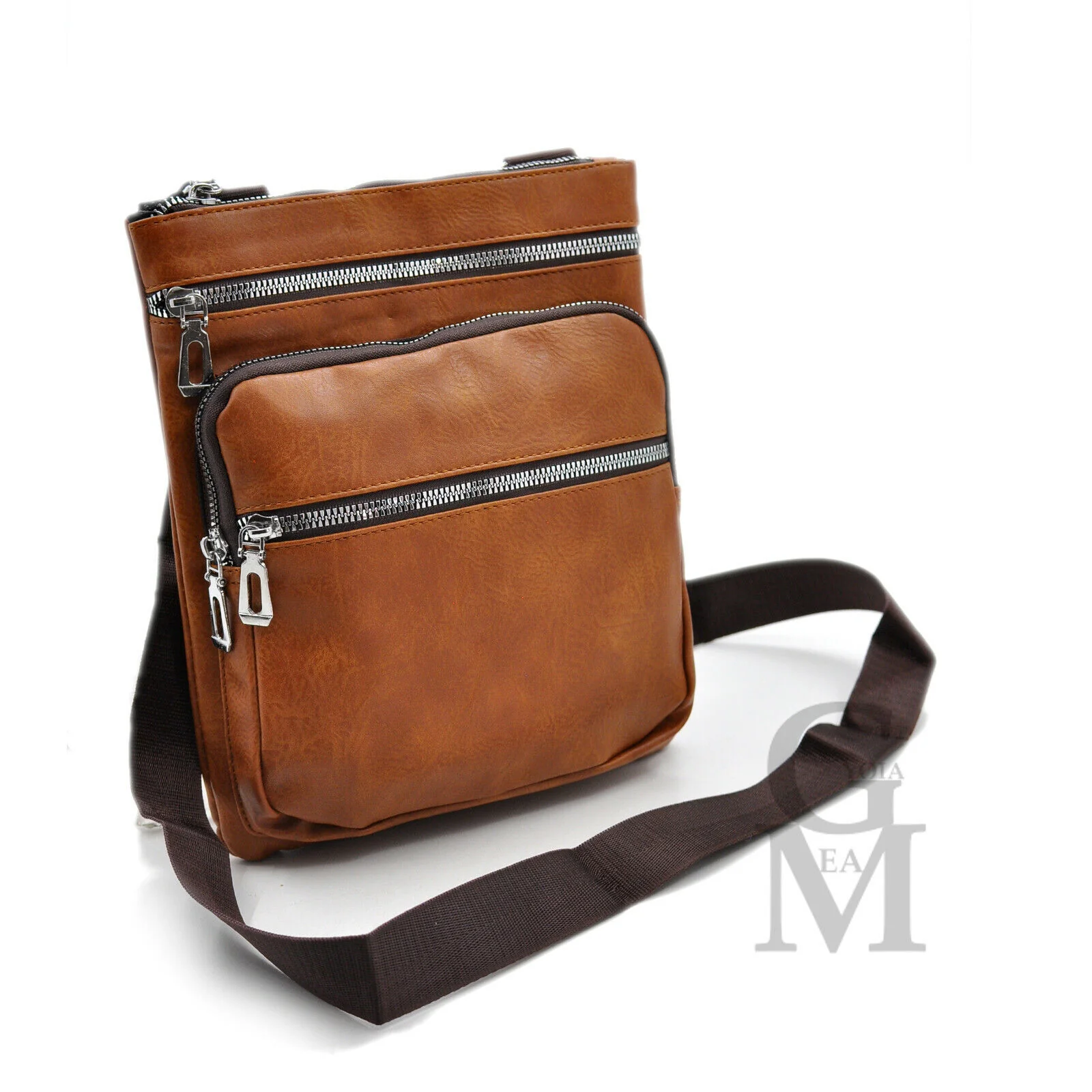Gyoiamea borsello nuovo uomo sottile slim pelle tracolla spalla marrone nuovo - immagine 4