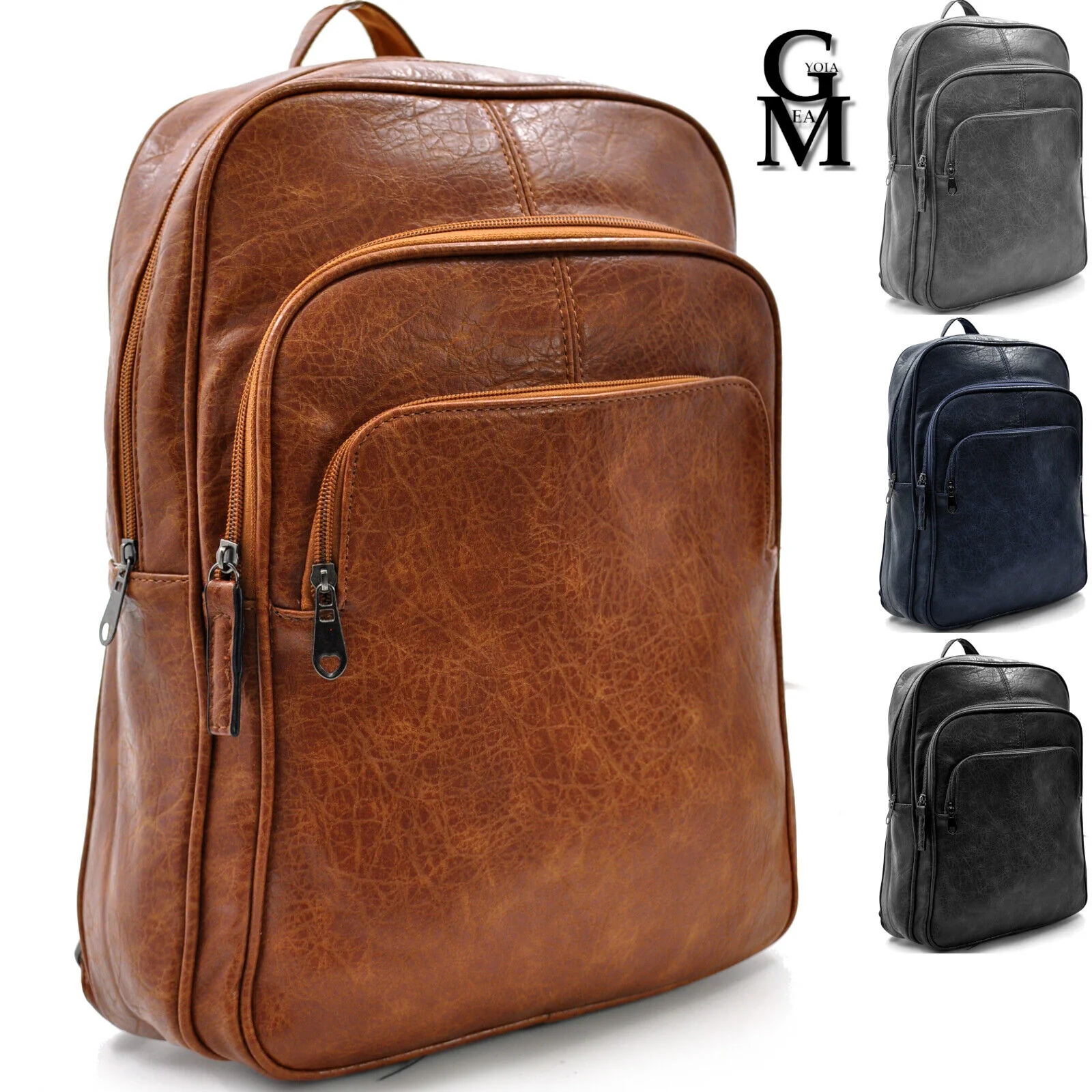 Gyoiamea zaino uomo donna marrone tasche firmato ecopelle elegante lavoro - immagine 2