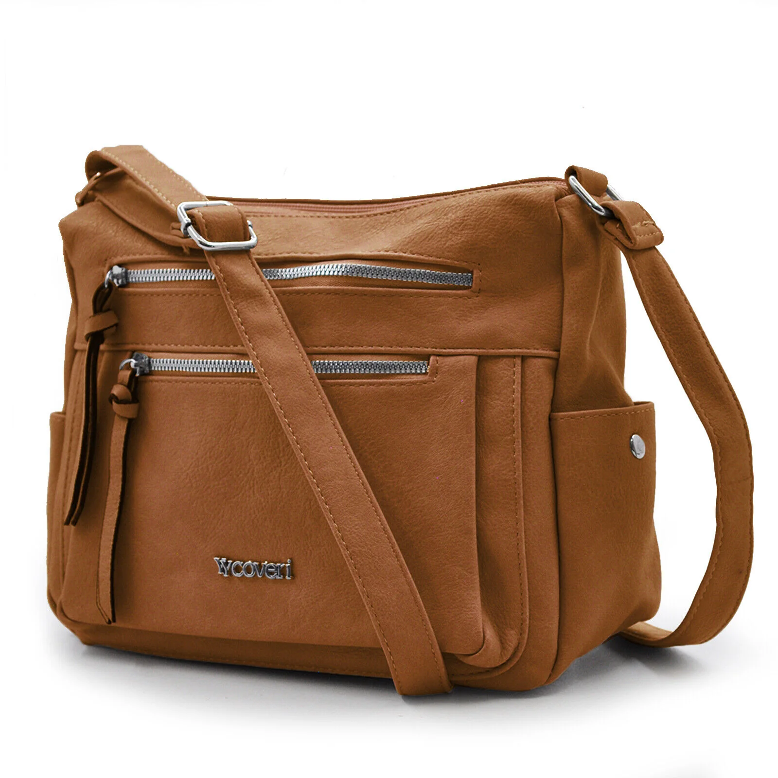 Borsa firmata Baci& Abbracci 5 multi tasche capiente donna zip tracolla unica tinta - immagine 5