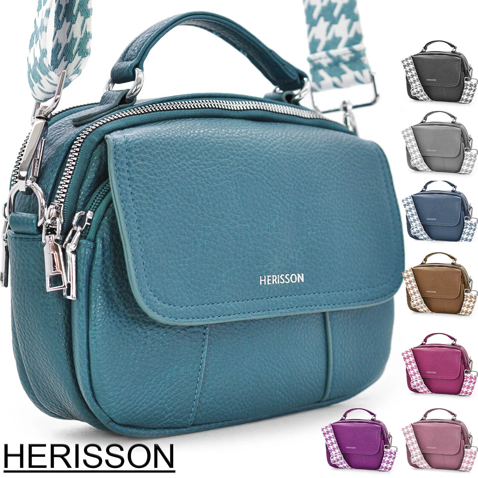 HERISSON Borsa borsetta pelle donna tracolla piccola cinghia colorata VERDE ROSA - immagine 2