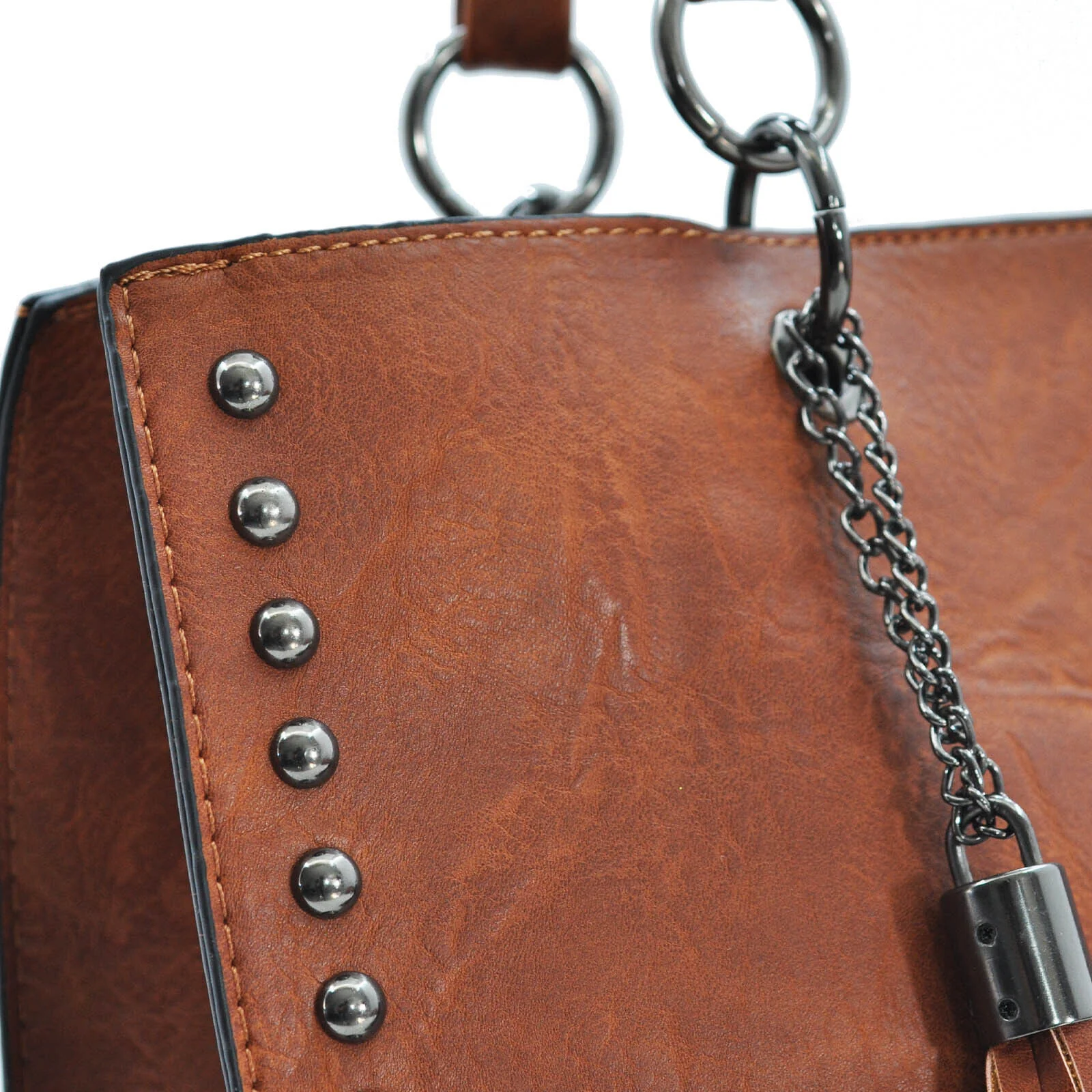 Gyoiamea borsa donna spalla borchie manici catena tracolla capiente borchiata - immagine 6