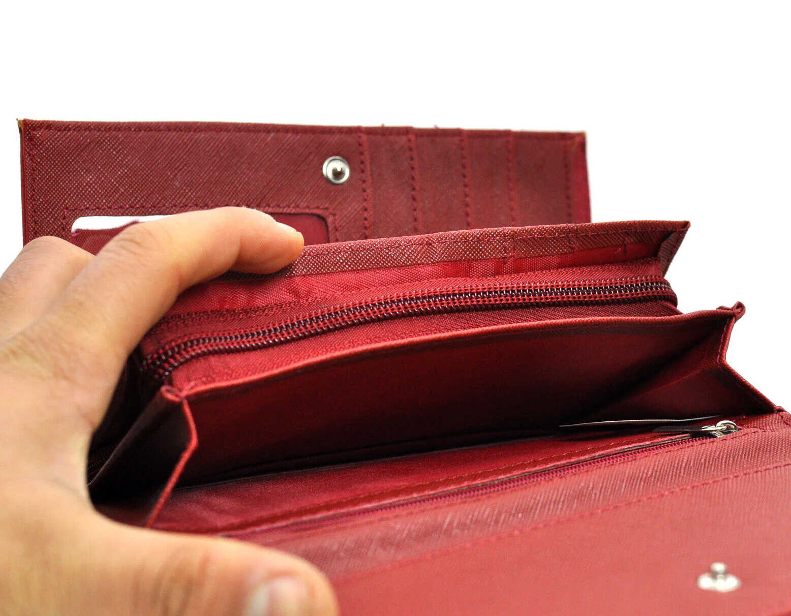 Portafoglio da Donna Grande in eco Pelle Cerniera Zip Portamonete carte credito - immagine 8