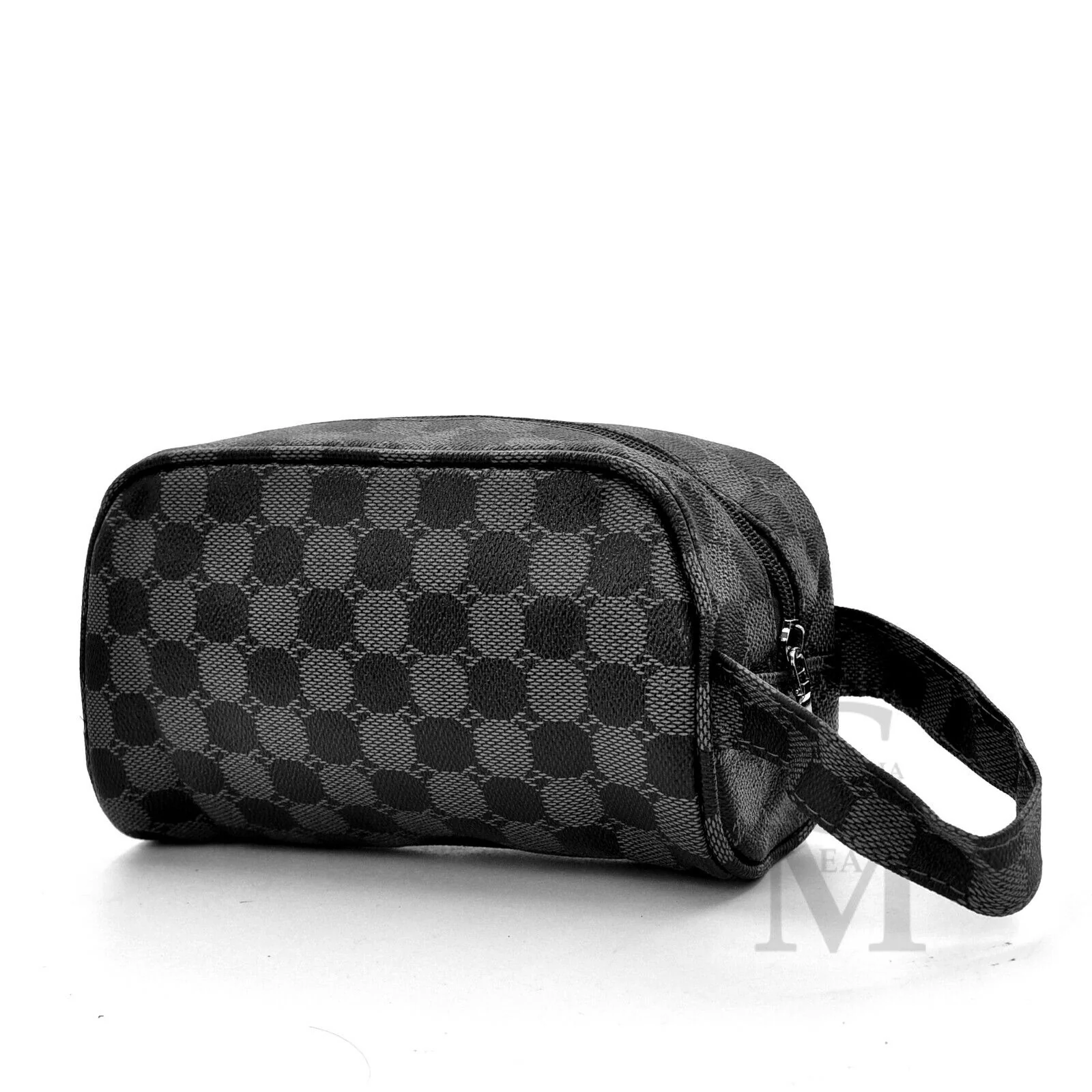 Pochette uomo originale GM fantasia rombi quadretti borsa mano pelle nero sport - immagine 9