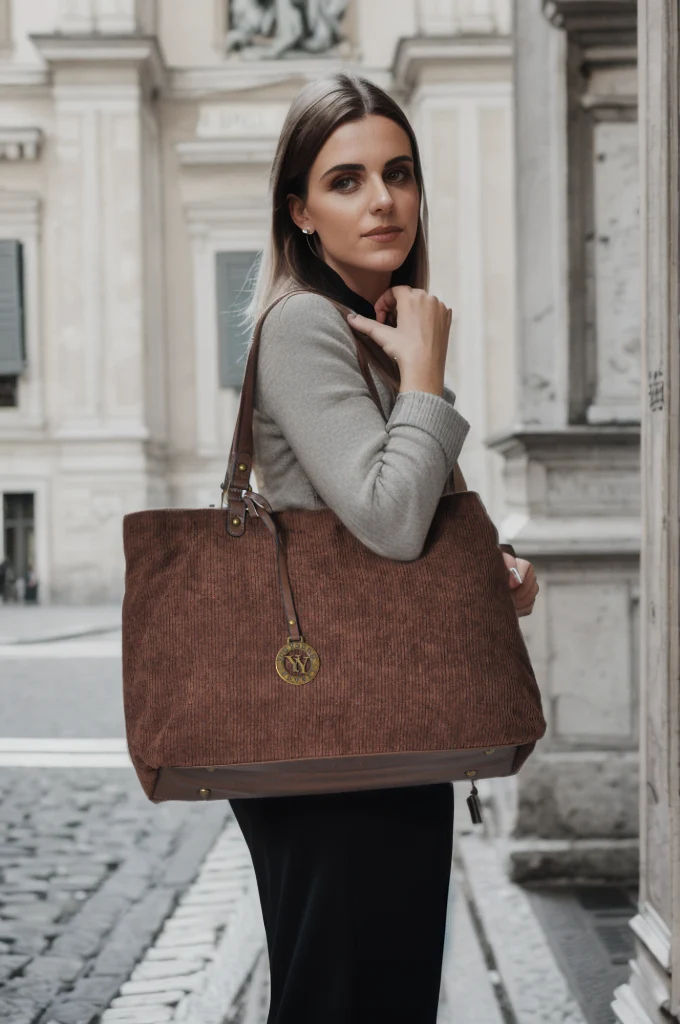 COVERI borsa donna shopping pelle grande spalla grande morbida scamosciata nuova - immagine 3