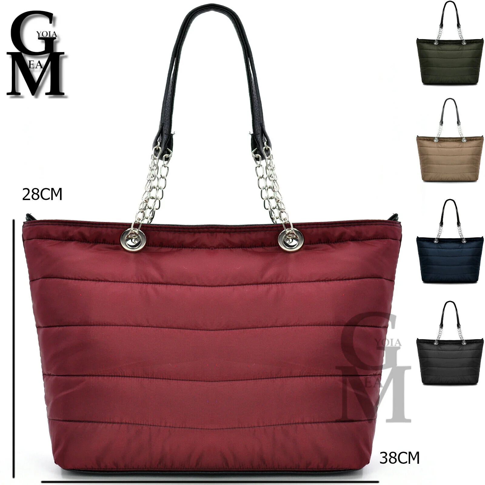 Borsa spalla manici catene nuova shopping donna piumino waterproof impermeabile - immagine 2