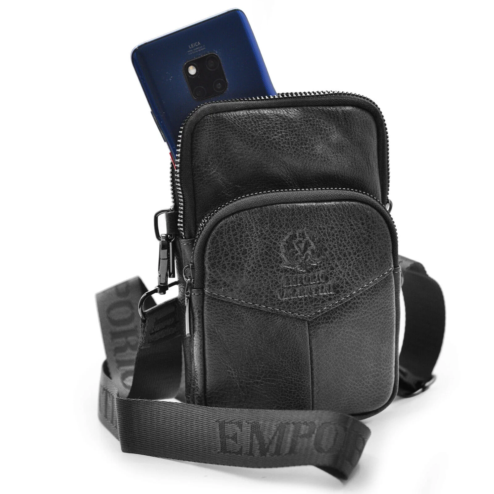 Borsello tracolla borsellino piccolo uomo VERA PELLE porta cellulare smartphone - immagine 9