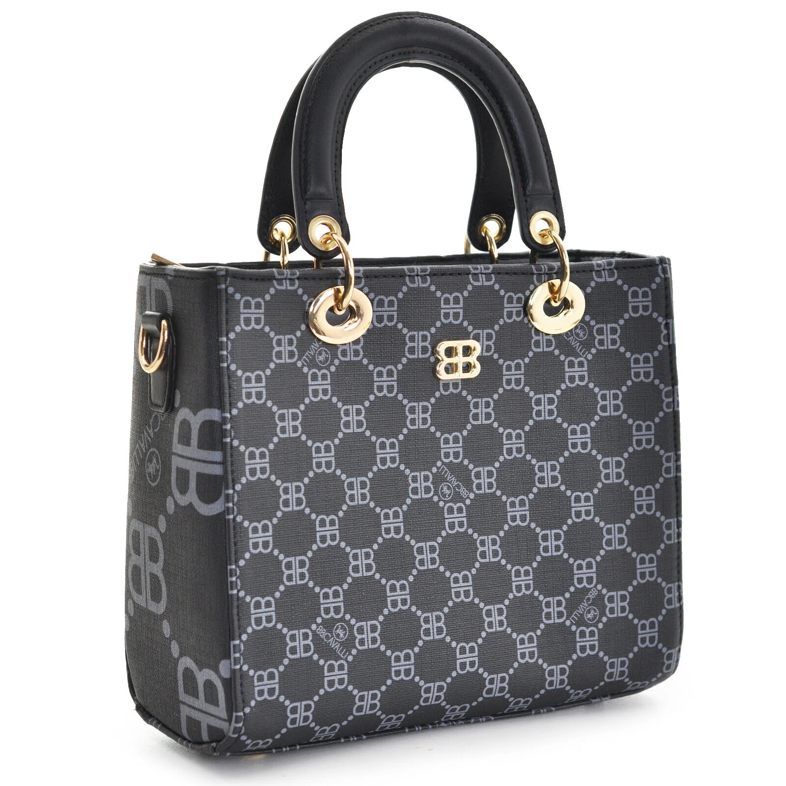 Borsa Firmata BRICIOLE new Bauletto borsetta nera Donna fantasia logo Zip Tracolla - immagine 9