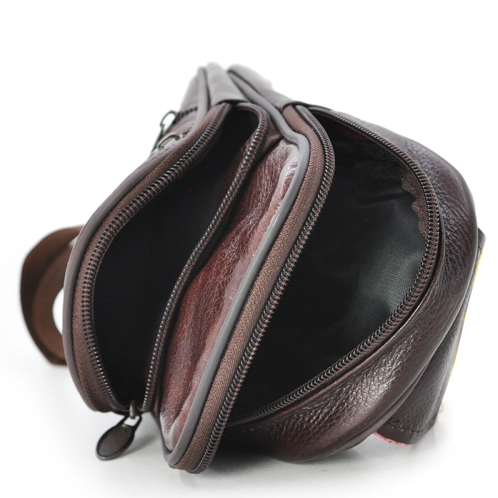 Marsupio vera pelle uomo petto mono spalla borsa 4 piccolo viaggio marrone nero - immagine 3
