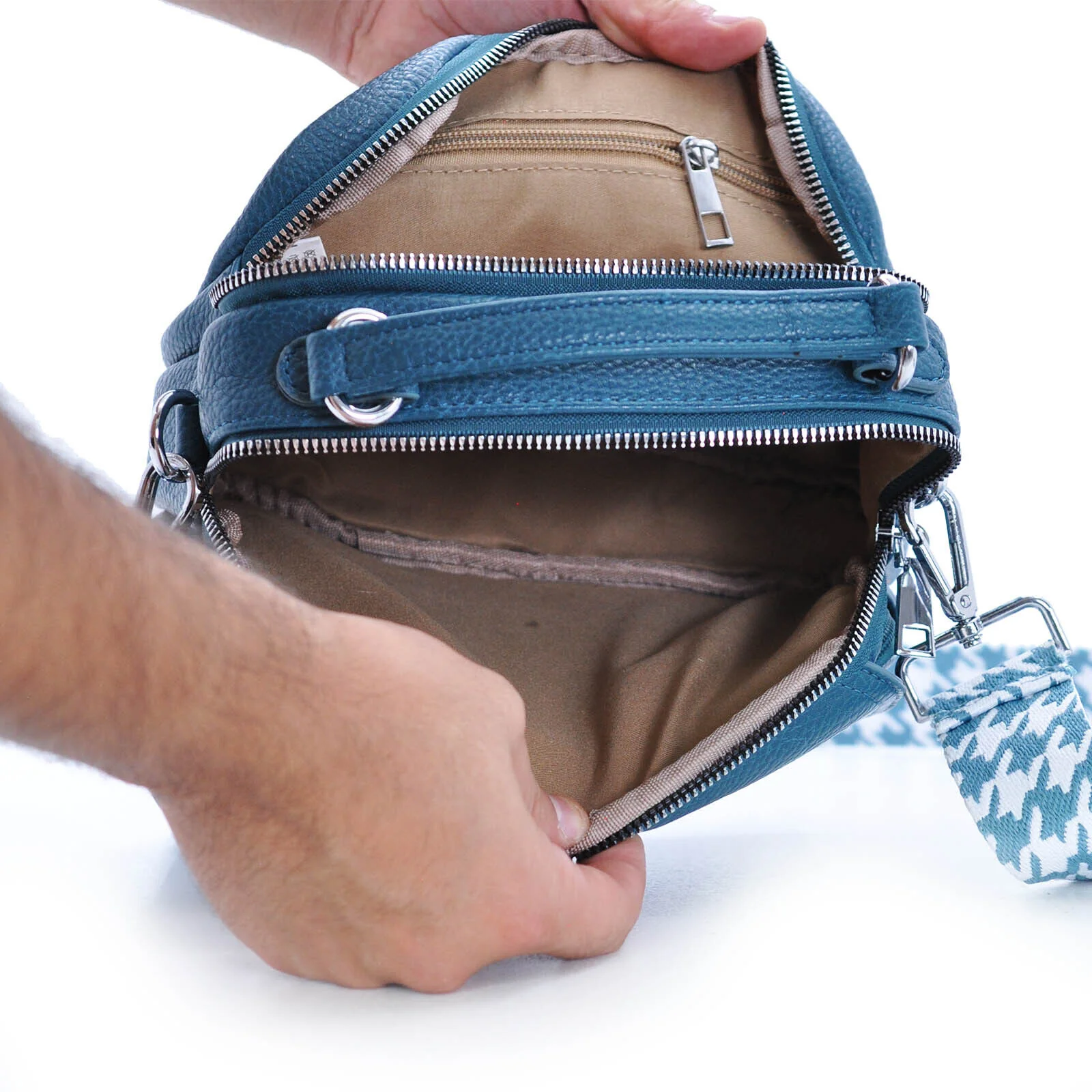 HERISSON Borsa borsetta pelle donna tracolla piccola cinghia colorata VERDE ROSA - immagine 3