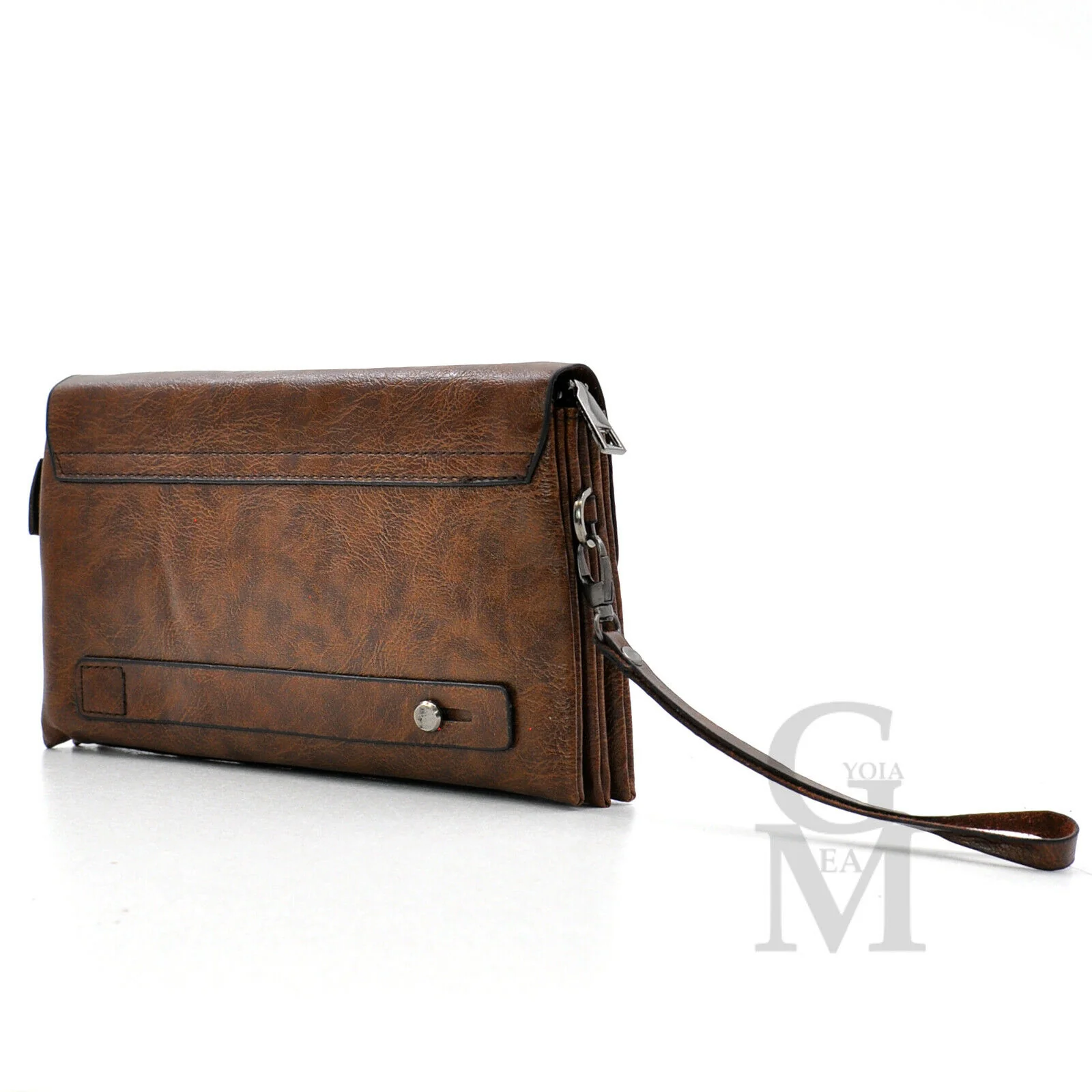 Pochette originale GM MODA pelle marrone uomo borsa mano pelle nero sport uomo - immagine 8
