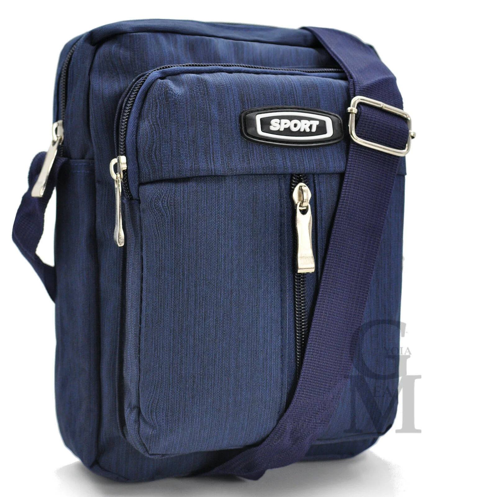 Borsello tela nylon nero nuovo blu uomo grande tracolla moda tessuto lavoro - immagine 5