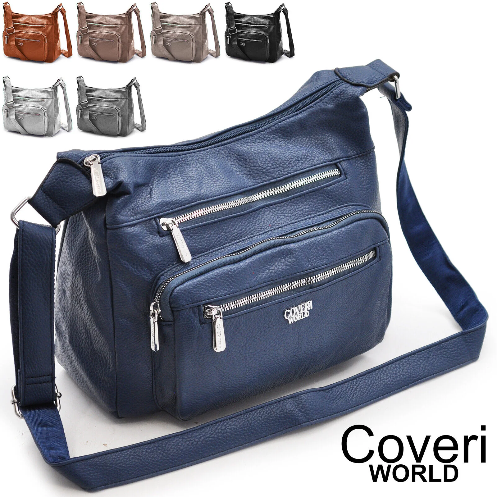 Borsa firmata Coveri 5 multi tasche capiente donna zip tracolla fantasia piccola - immagine 2