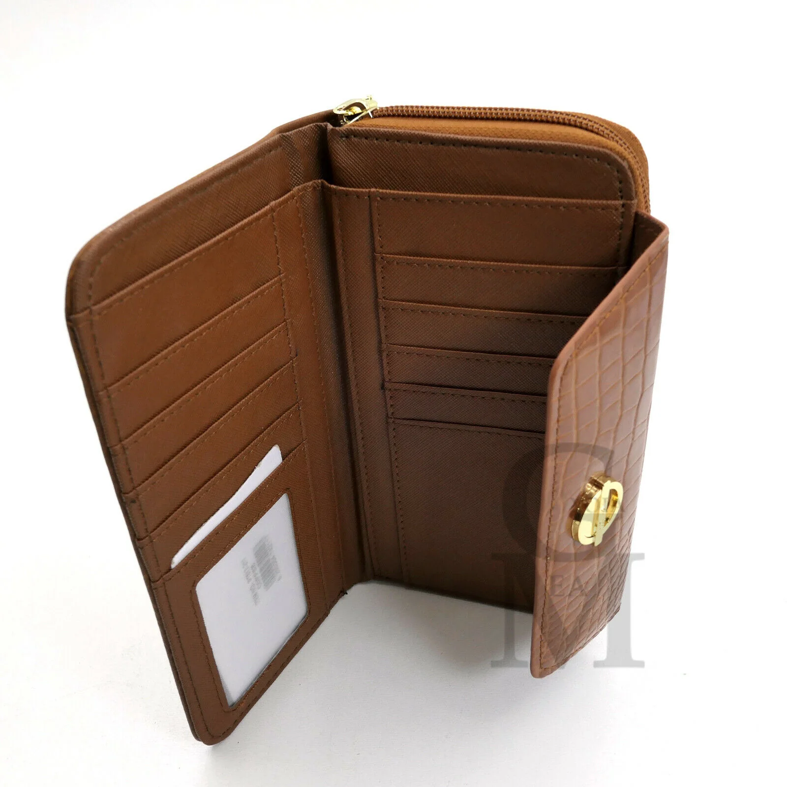 Portafoglio Donna Grande Pelle Cerniera trifold Portamonete squamato coccodrillo - immagine 4