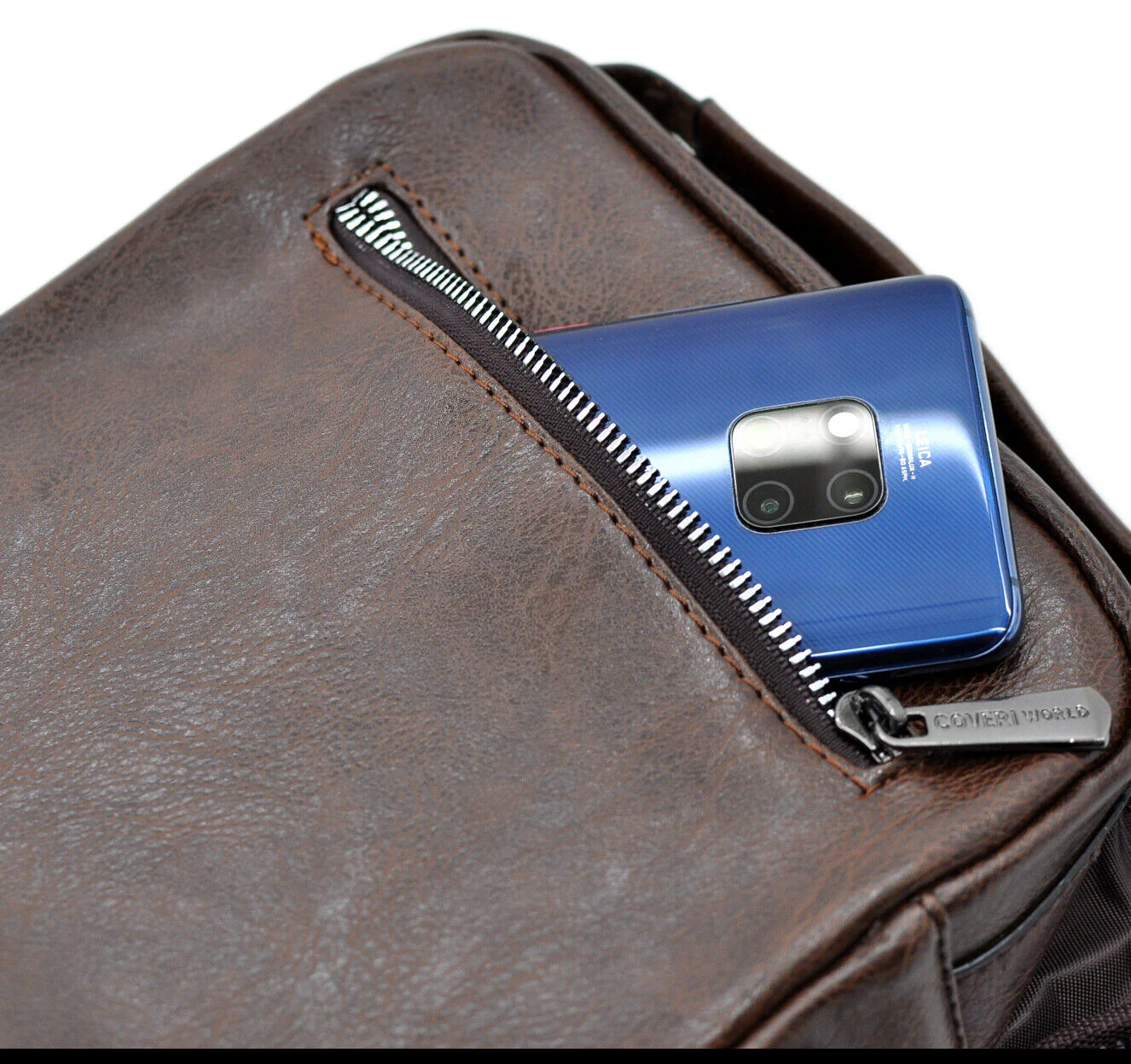 Borsello nuovo Uomo COVERI Borsa a Tracolla in Pelle Grande elegante moda Lavoro - immagine 5