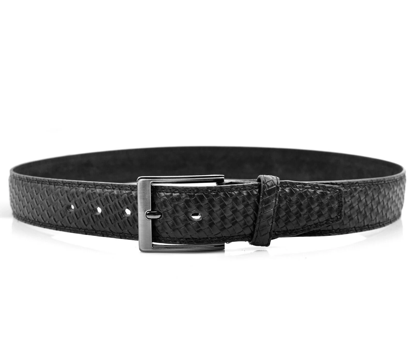 GM cintura uomo pelle intrecciata nera casual classica elegante intreccio - immagine 5