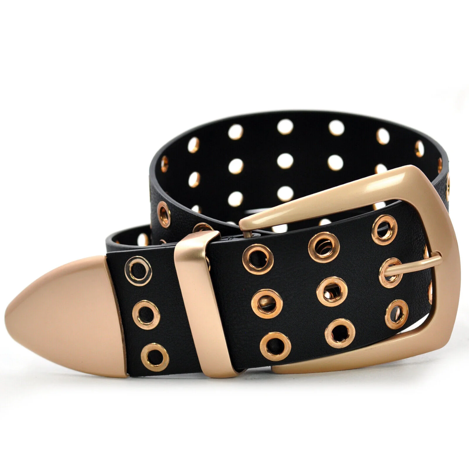 CINTURA NERA donna cinturone borchie oro bronzo bustino stringivita dark belt - immagine 9