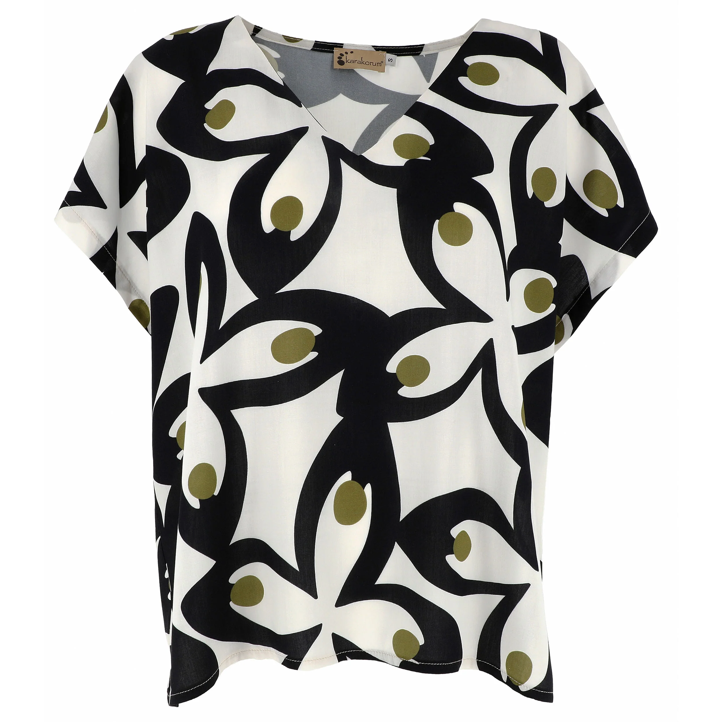 KARAKORUM Blusa FIAMMA Panna e Nero - immagine 2