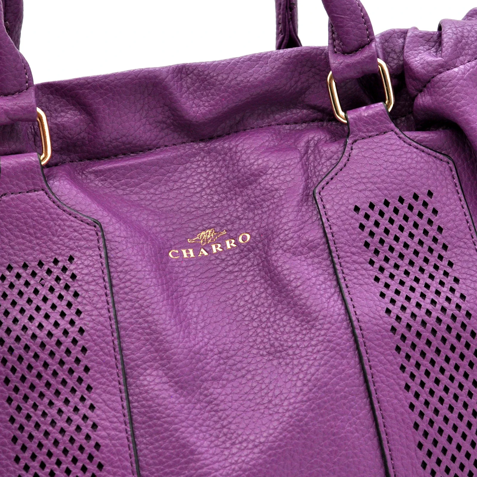 CHARRO - Borsa 2in1 trasformabile multitasche firmata giornaliera capiente simil pelle forata shopping secchio - immagine 8