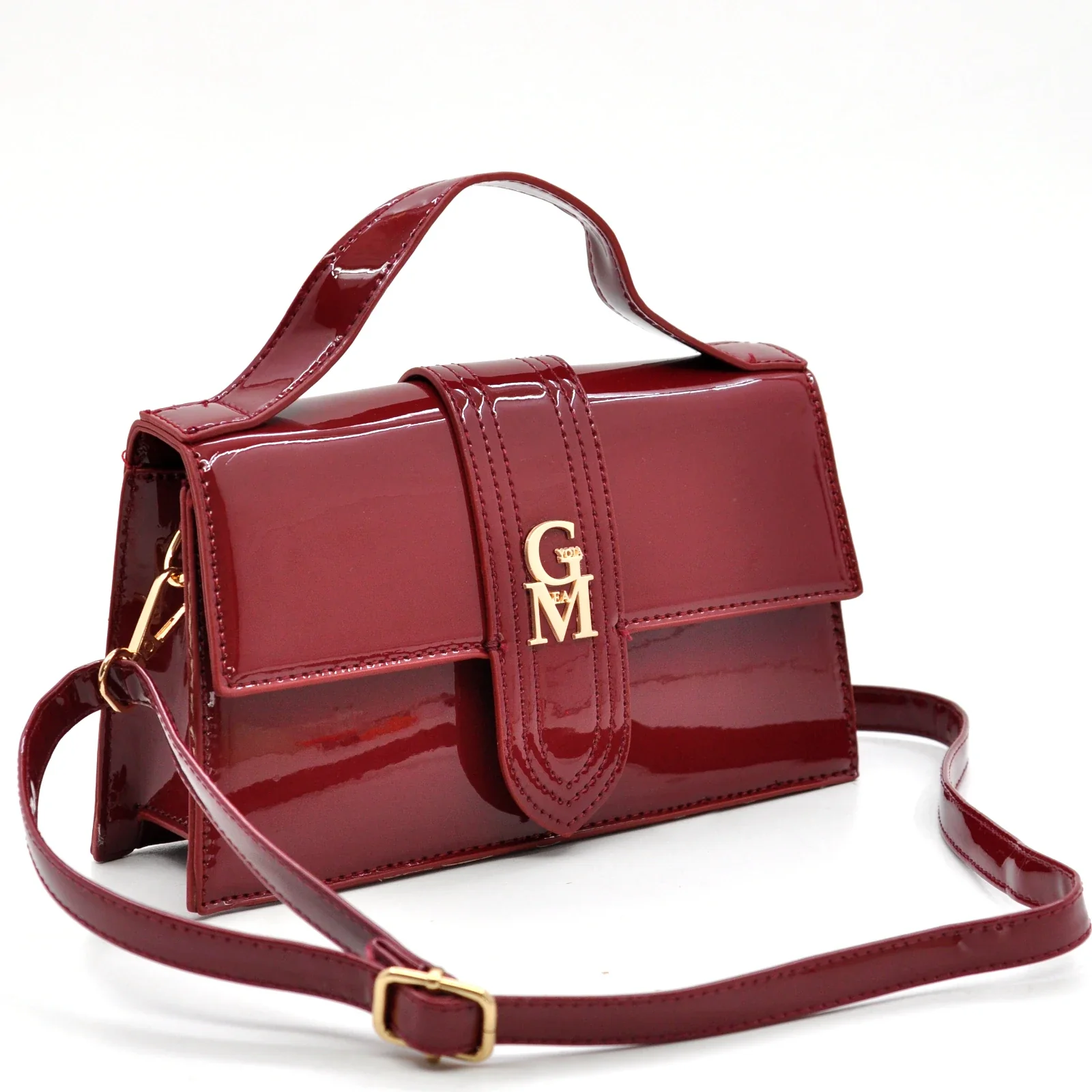 La Mattea - Borsetta firmata Gyoiamea simil pelle lucida vernice tracolla elegante casual - immagine 2