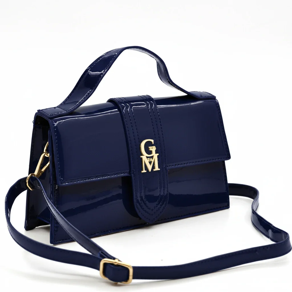 La Mattea - Borsetta firmata Gyoiamea simil pelle lucida vernice tracolla elegante casual - immagine 6