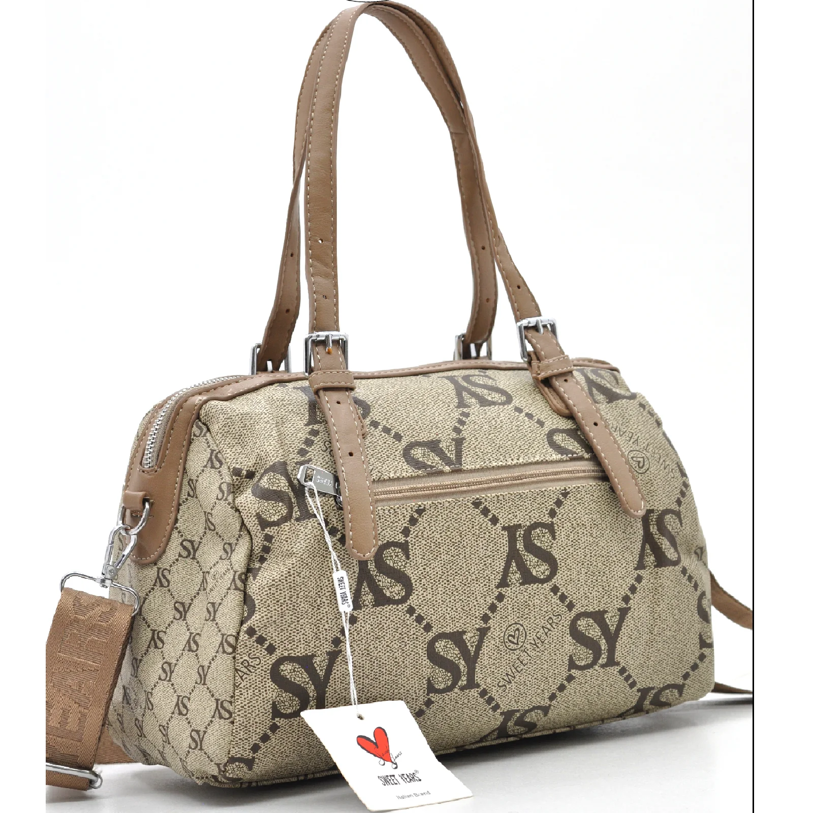 Borsa firmata Sweet Years in simil pelle pregiata bauletto con tracolla o spalla - immagine 8