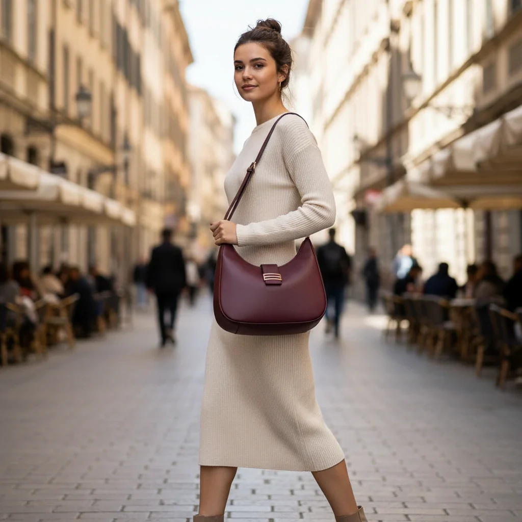 CHARRO - Borsa spalla mezzaluna + borsetta OMAGGIO simil pelle hobo capiente monomanico - immagine 7