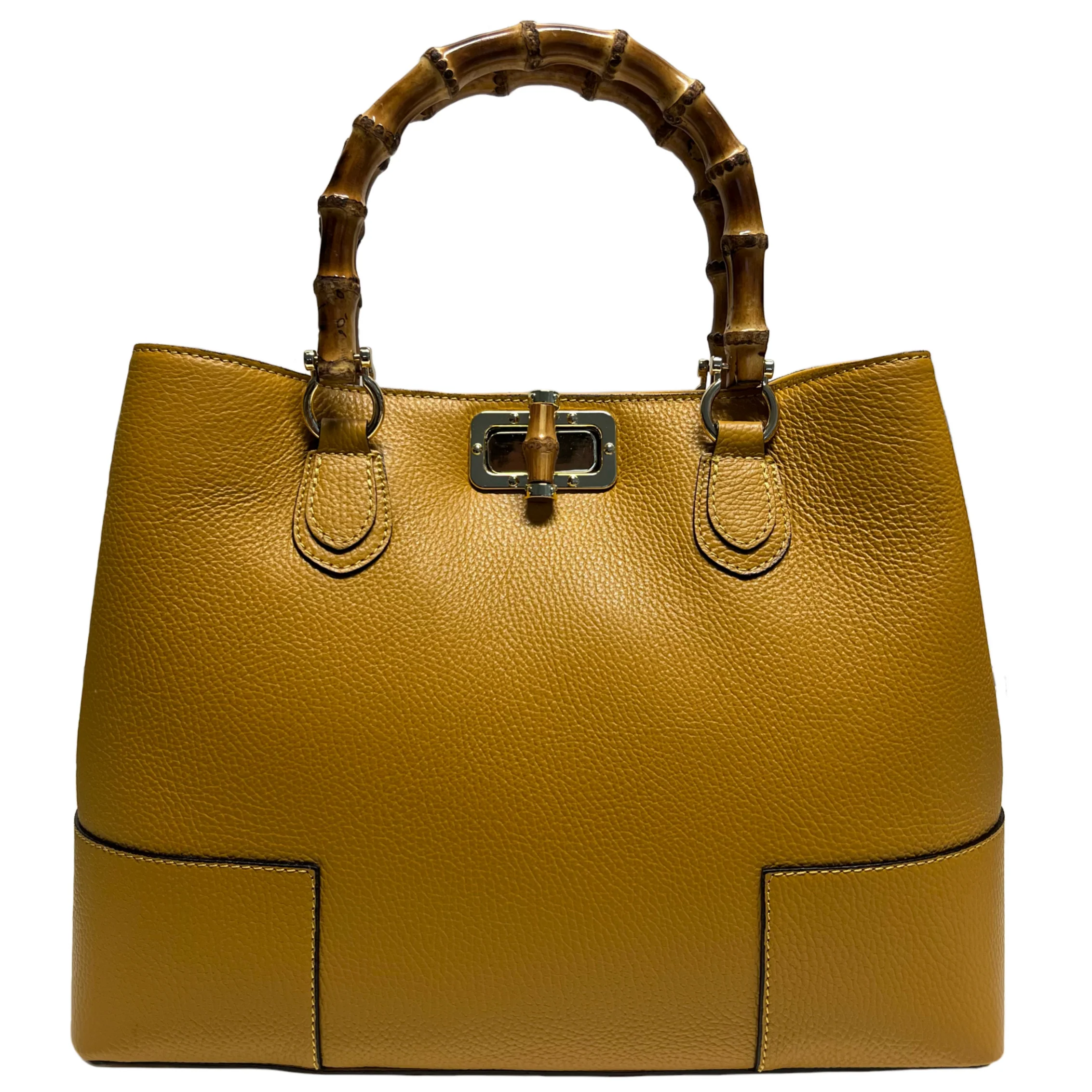 Modarno Borsa Donna in Vera Pelle con manico in vero bambù/Elegante e Minimal/Borsa di lusso Made in Italy - immagine 7