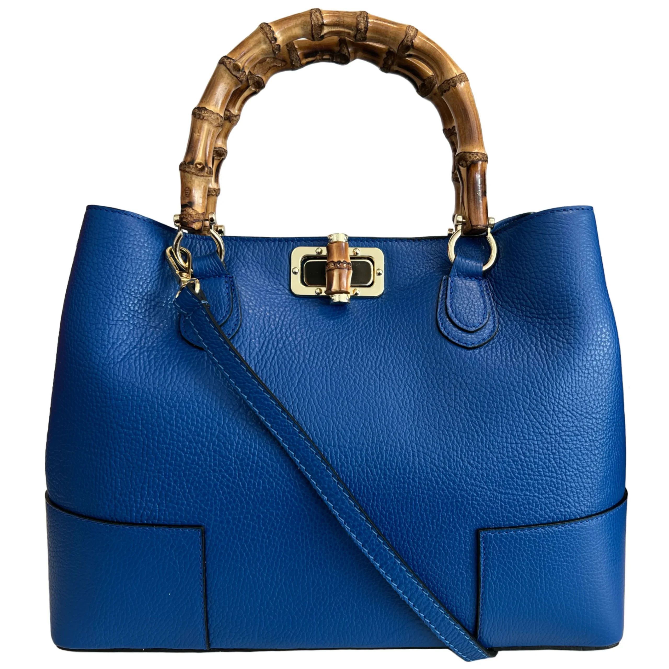Modarno Borsa Donna in Vera Pelle con manico in vero bambù/Elegante e Minimal/Borsa di lusso Made in Italy - immagine 6