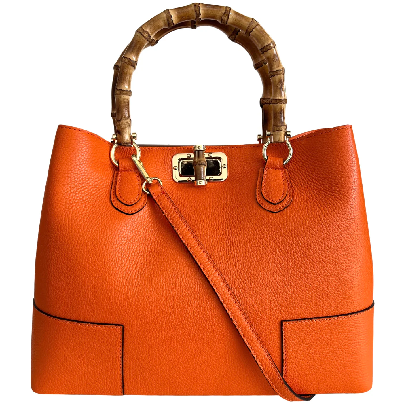 Modarno Borsa Donna in Vera Pelle con manico in vero bambù/Elegante e Minimal/Borsa di lusso Made in Italy - immagine 9