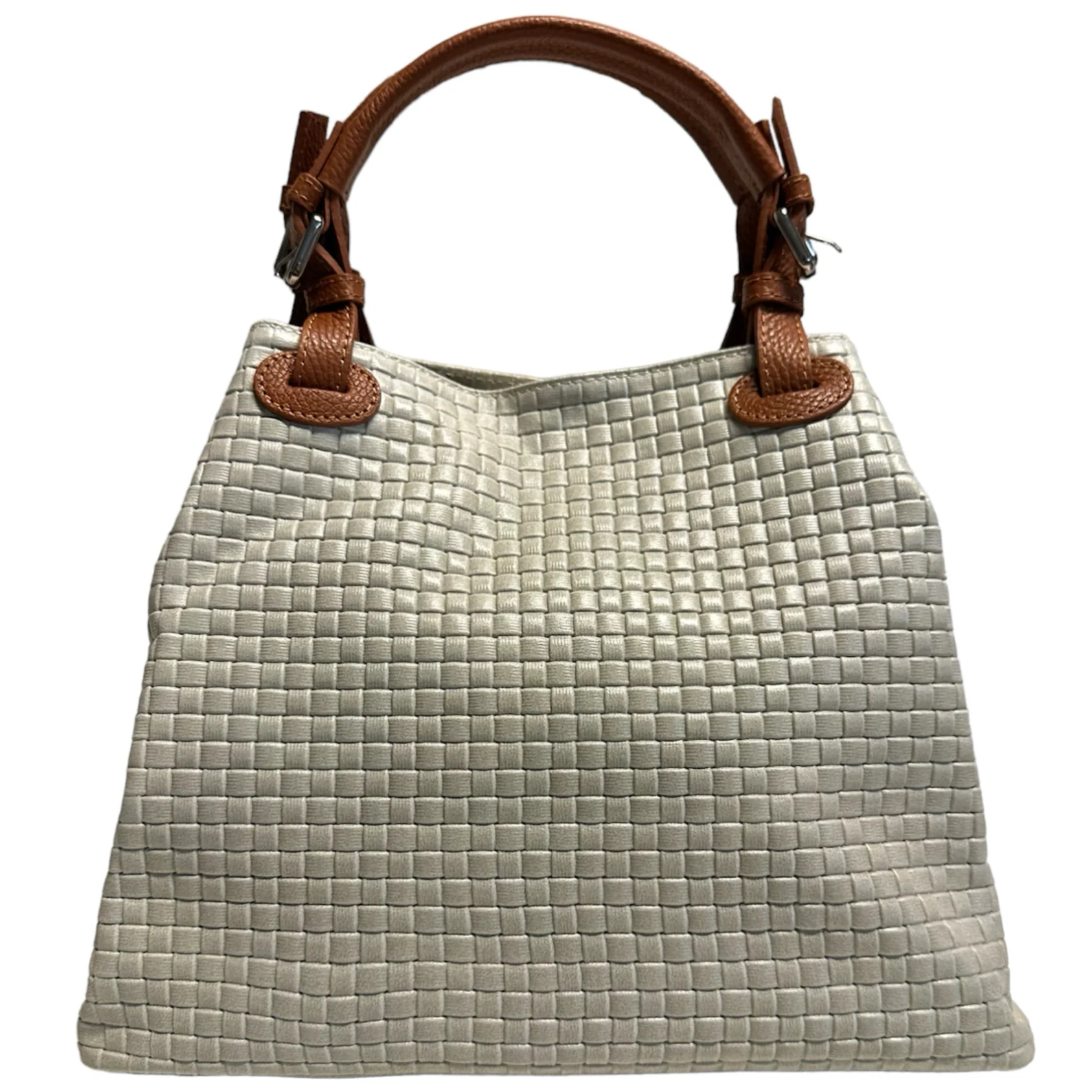 Modarno Borsa a Mano Stampa Intrecciata da Donna con Tracolla in vera pelle made in Italy - 33x17x29 Cm - immagine 8