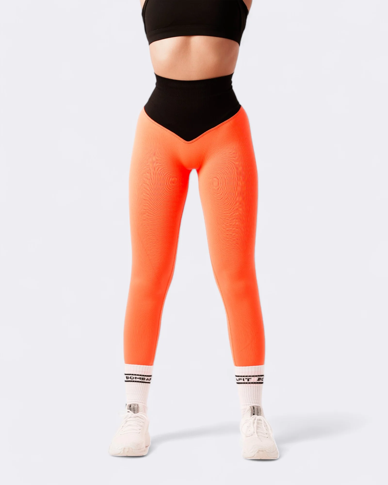Pump it Leggings Bicolor Push Up - Arancione Fluo - immagine 3