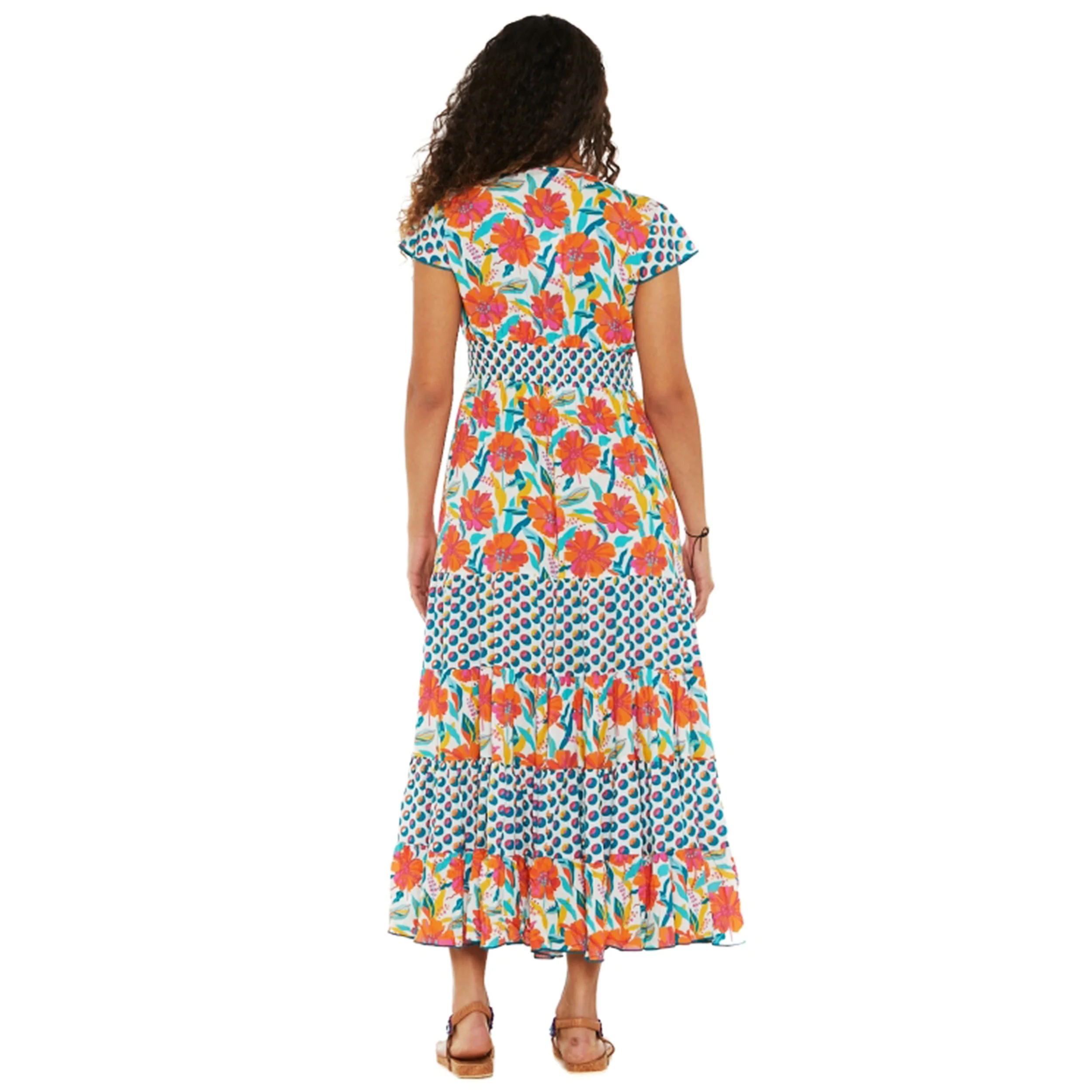 BABA DESIGN Vestito lungo HAPPY BABA Flowers Paradise Bianco e Multi - immagine 4