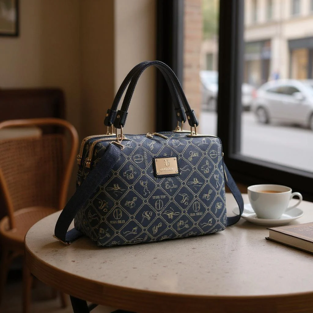 Borsa bauletto firmata Giulia Piarelli eco pelle logo tasche con zip capiente e comoda a tracolla fantasia logo - immagine 5
