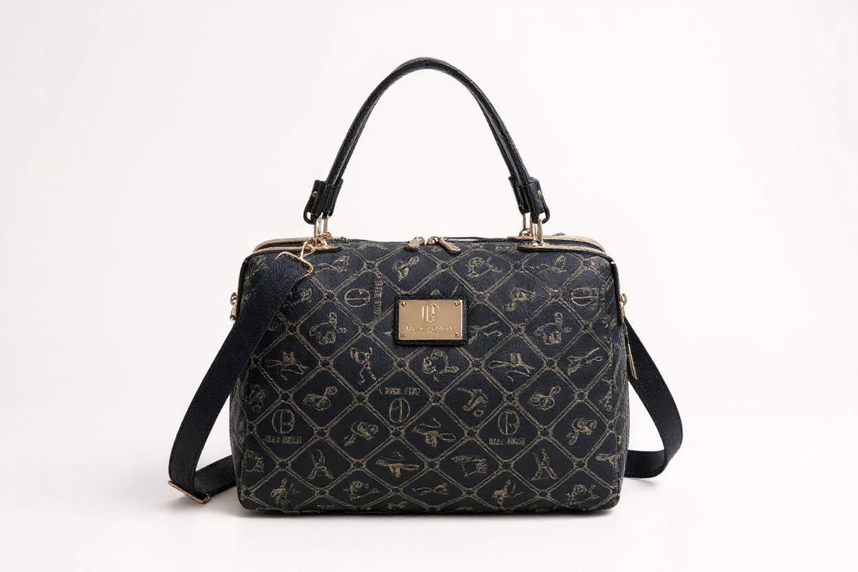 Borsa bauletto firmata Giulia Piarelli eco pelle logo tasche con zip capiente e comoda a tracolla fantasia logo - immagine 9