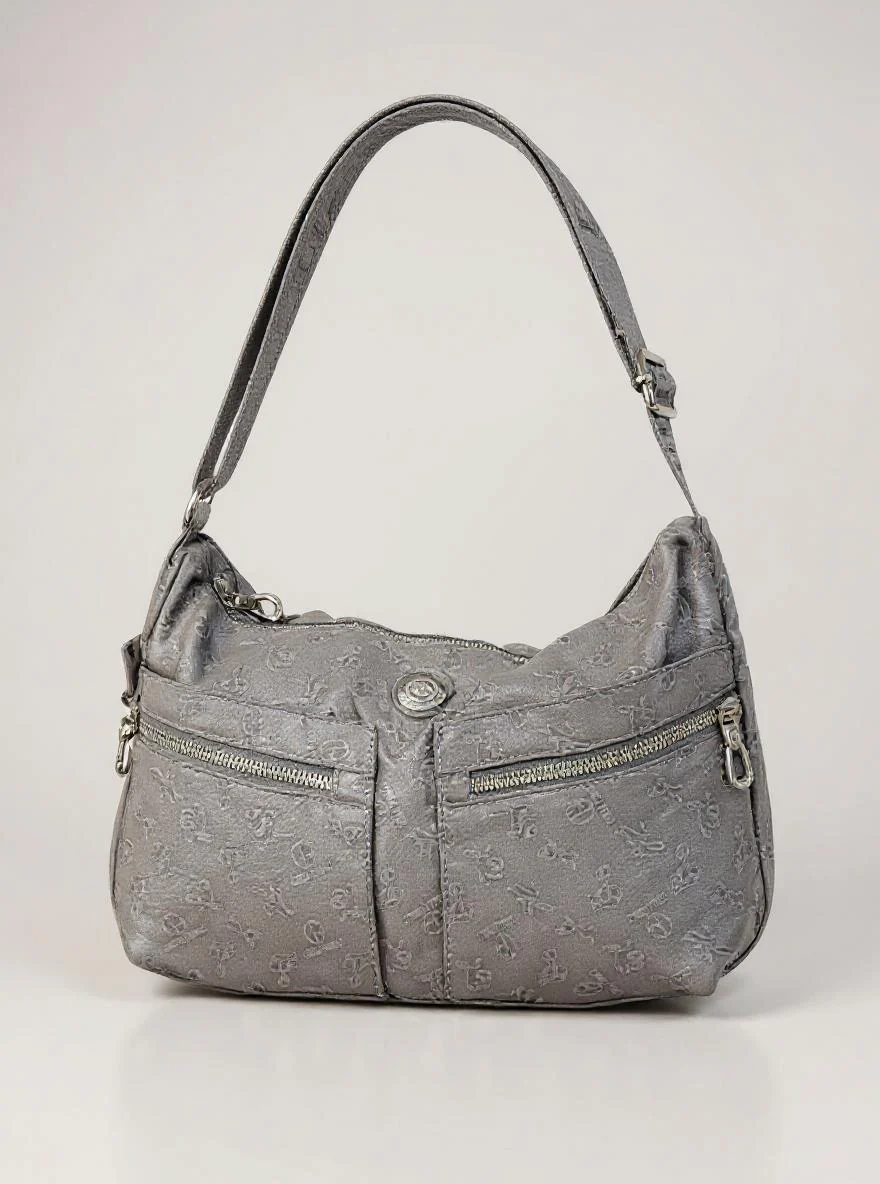 Borsa firmata Giulia Piarelli nylon logo tasche con zip capiente e comoda a tracolla fantasia logo modello 04 - immagine 9