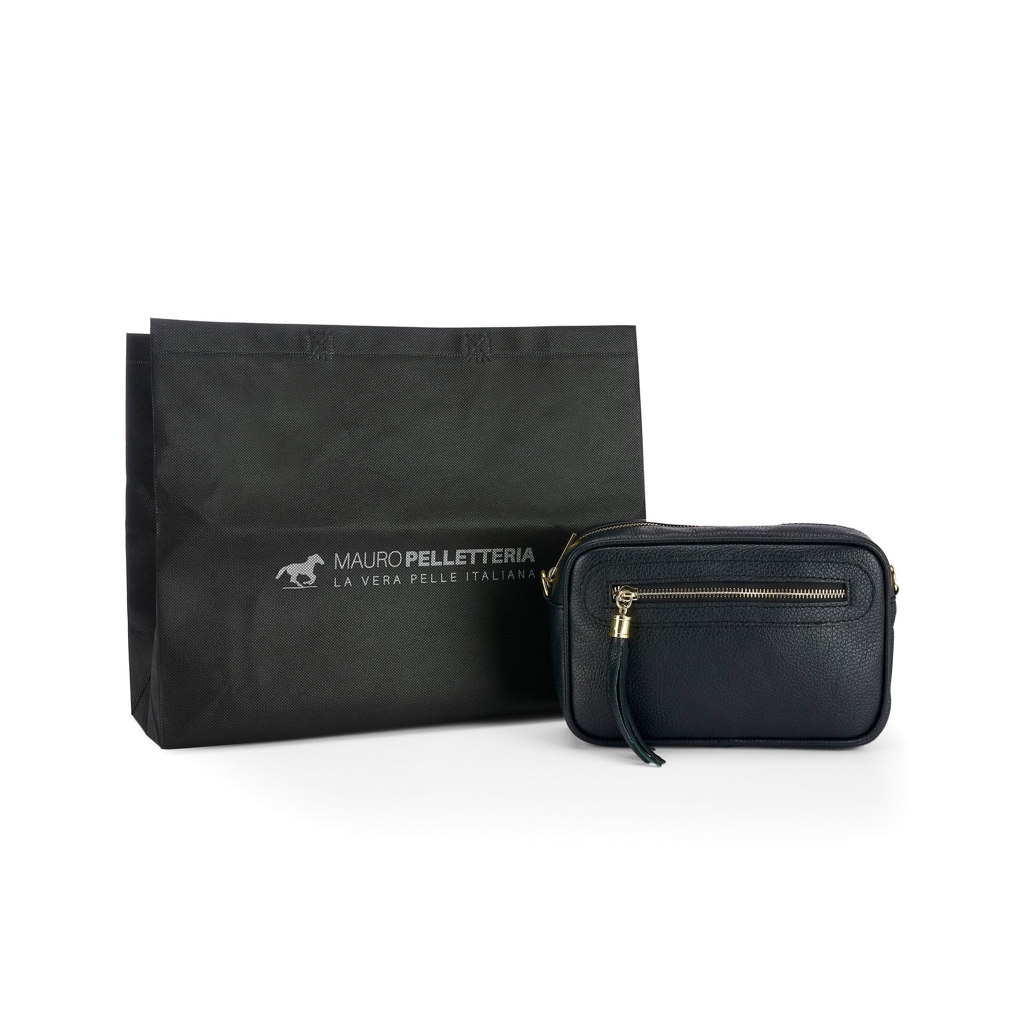 Borsa Tracolla Donna Piccola con Tasca Frontale, Vera Pelle Made in Italy, Modello Joy - immagine 5